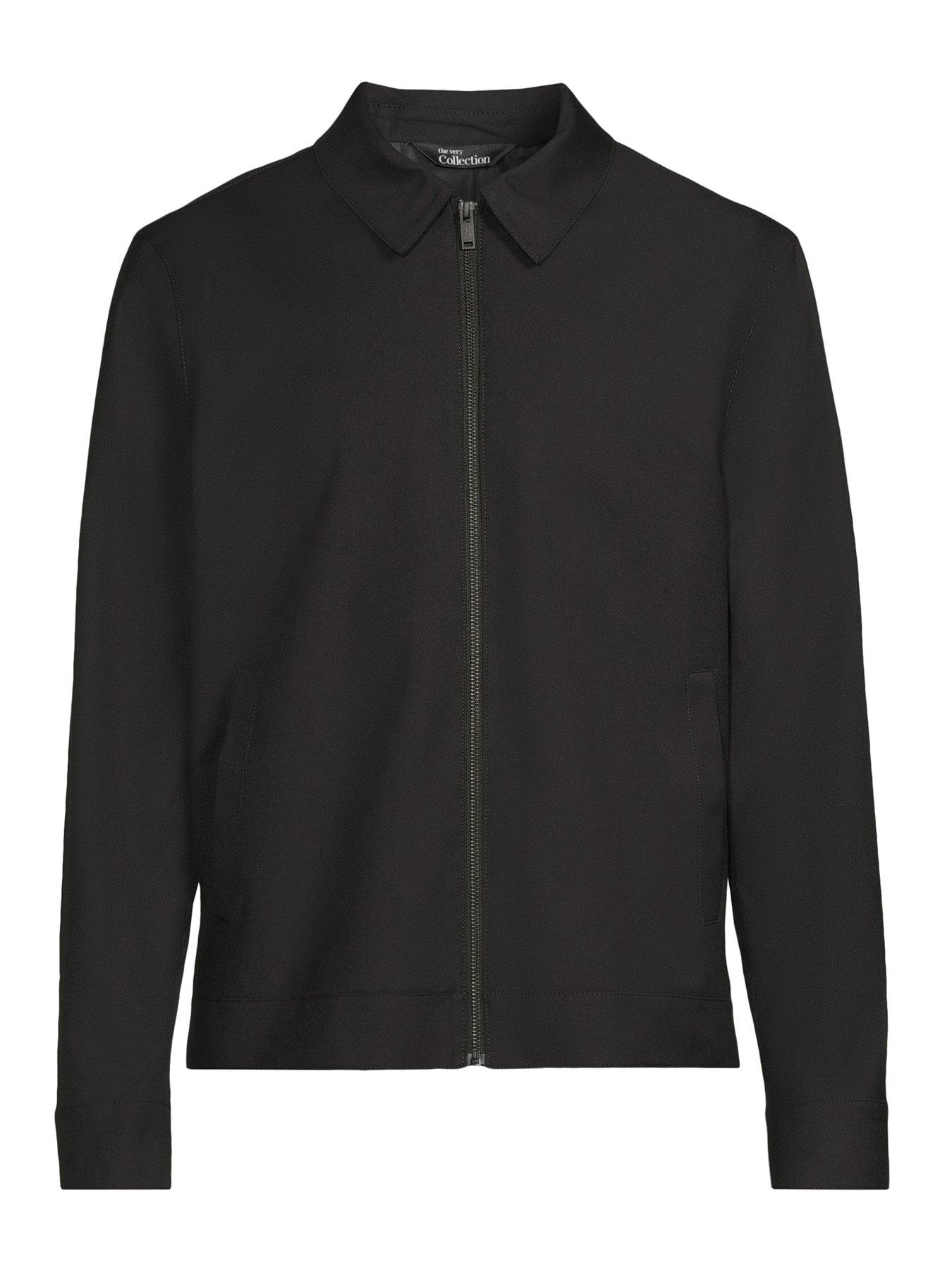 Image 7 of 7 of The Very Collection Smart Zip Through Harrington Jacket - Black