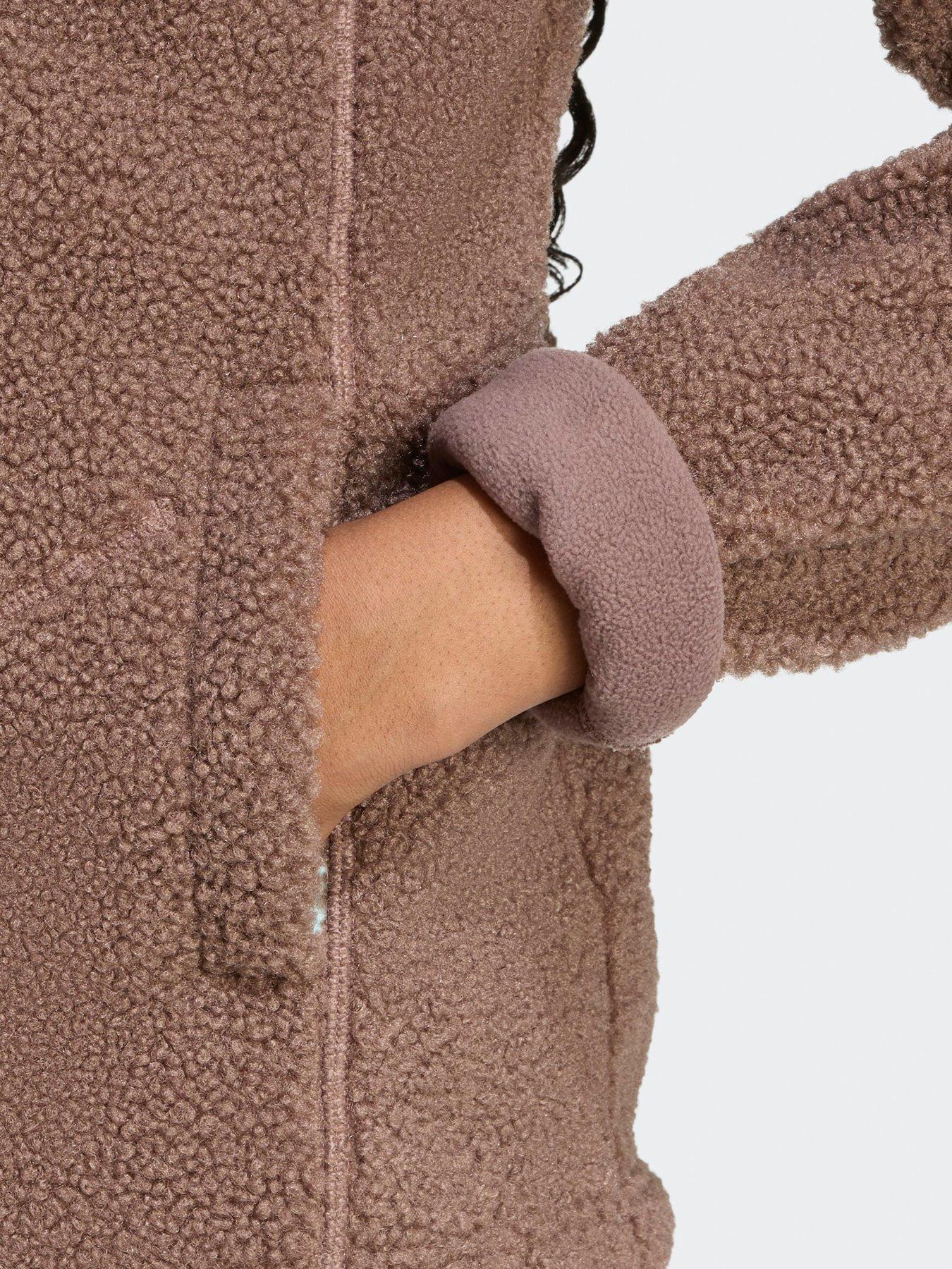  image of adidas-terrex-womens-outdoor-xploric-high-pile-fleece-pullover-sweatshirt-green