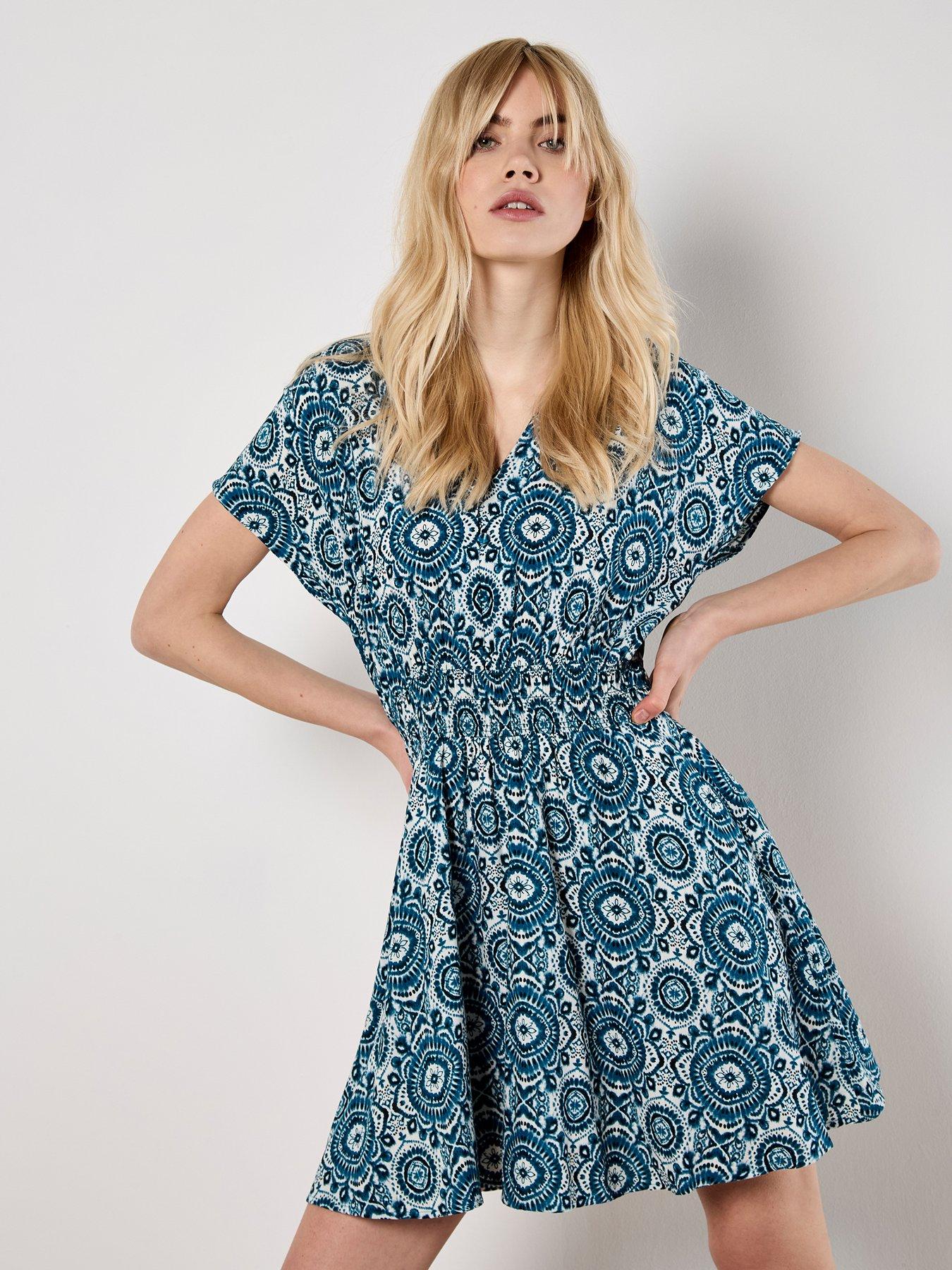 undefined Batik Kaleidoscope V Nk Mini Dress
