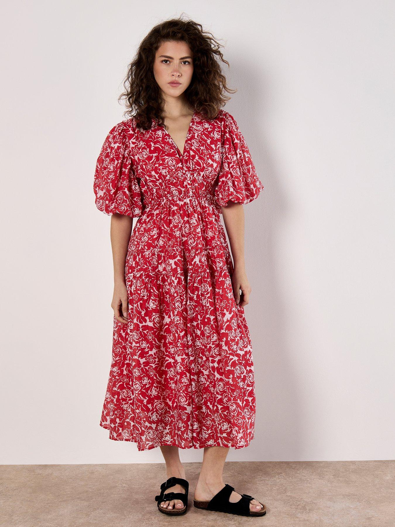 undefined Mono Roses Volume Tiered Dress