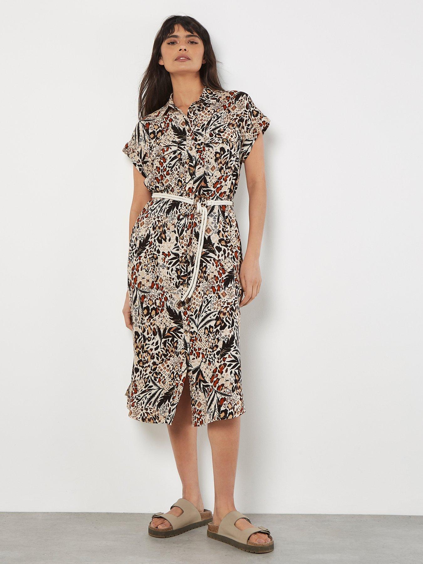 undefined Tribal Anim Belt Midi Shirt Dres
