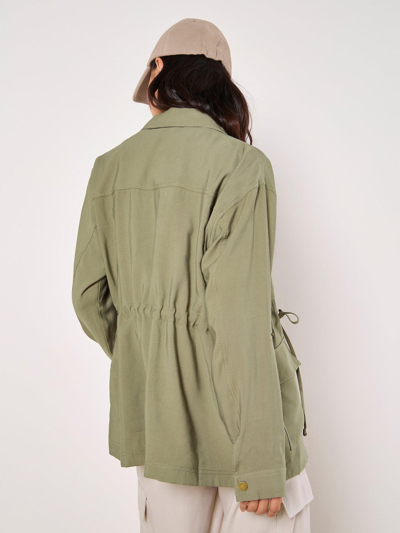  image of apricot-cargo-pocket-twill-jacket