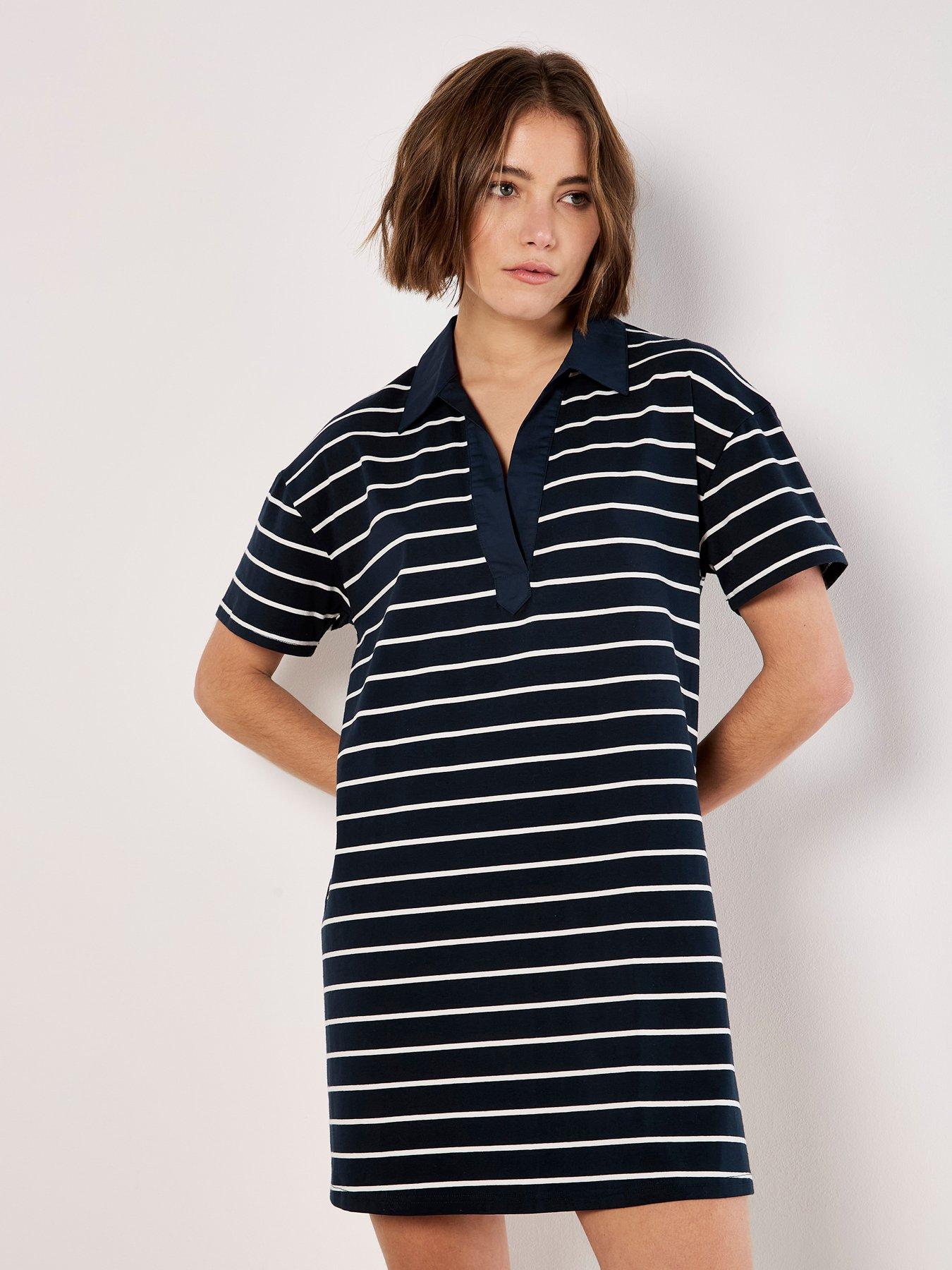 apricot-cotton-stripe-polo-t-shirt-dress