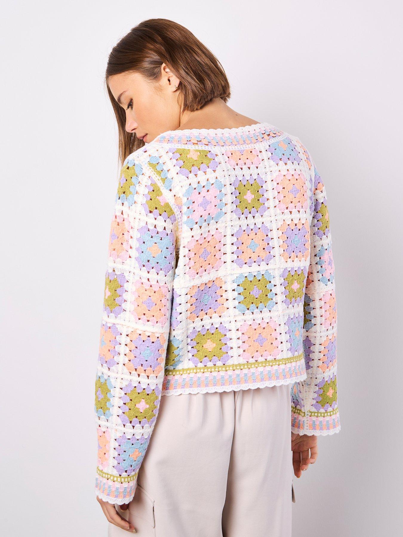  image of apricot-crochet-squares-jumper