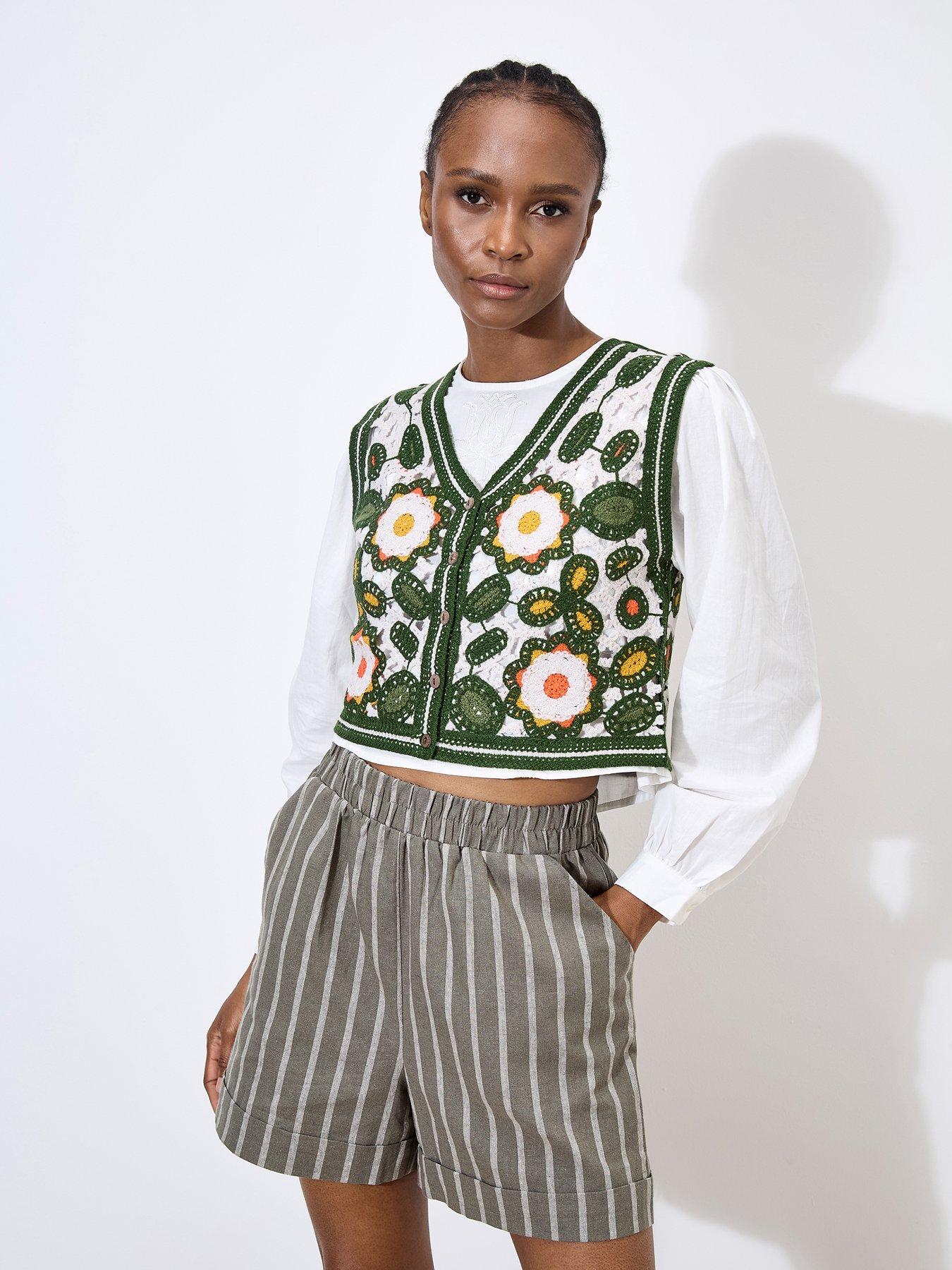 undefined Floral Crochet Waistcoat