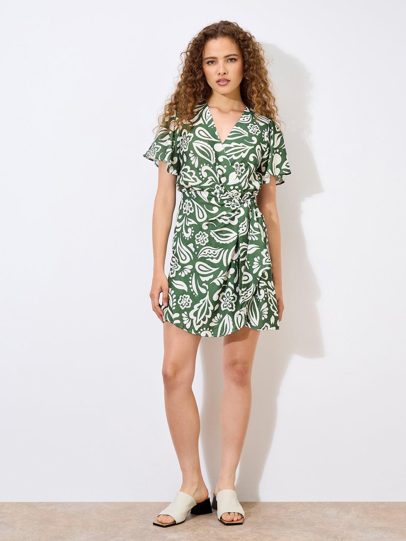 Apricot Bold Mono Paisley Wrap Dress Littlewoods