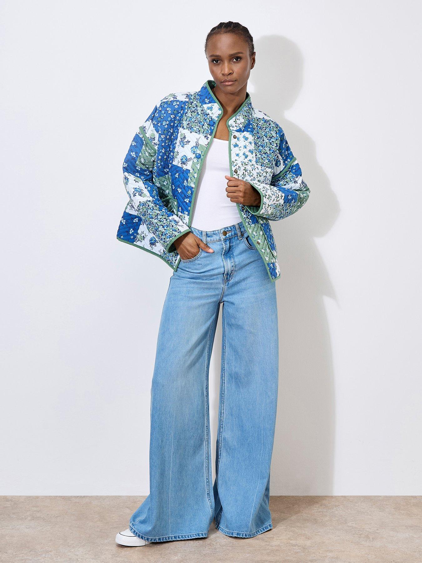  image of apricot-patchwork-print-quilted-jacket