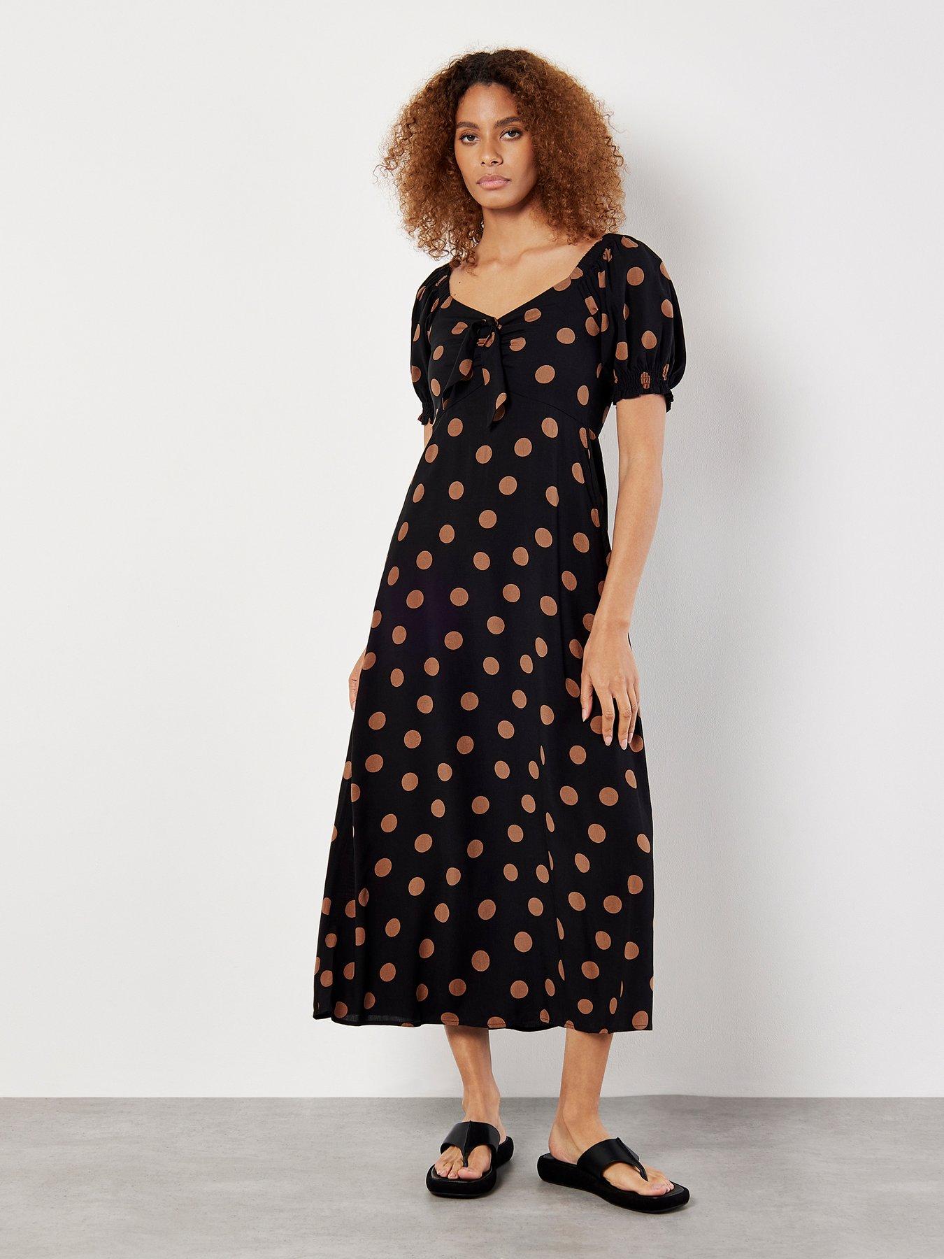 undefined Big Spot Bow Detail Midi Dress