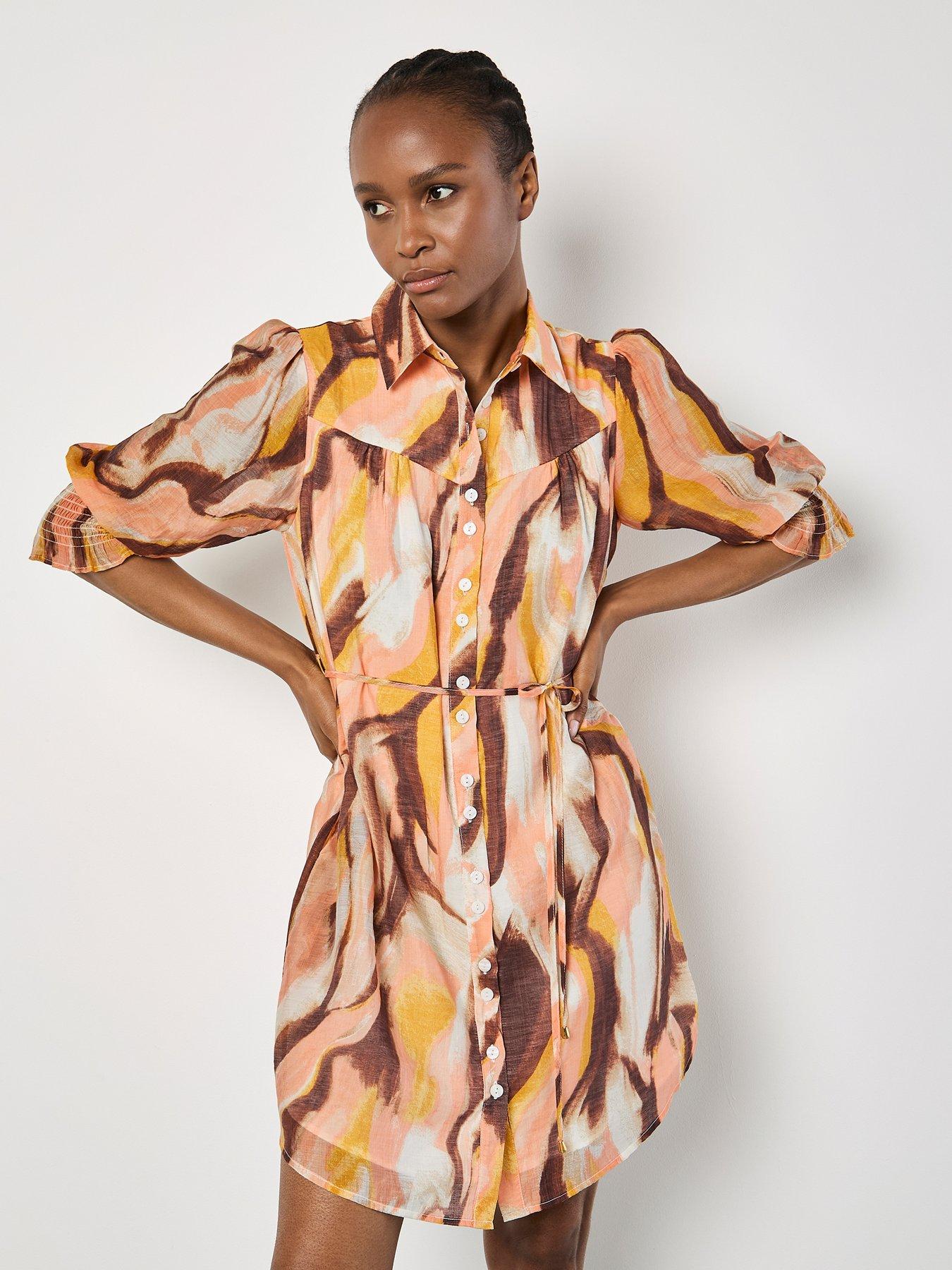 undefined Painterly Swirls Shirt Dress