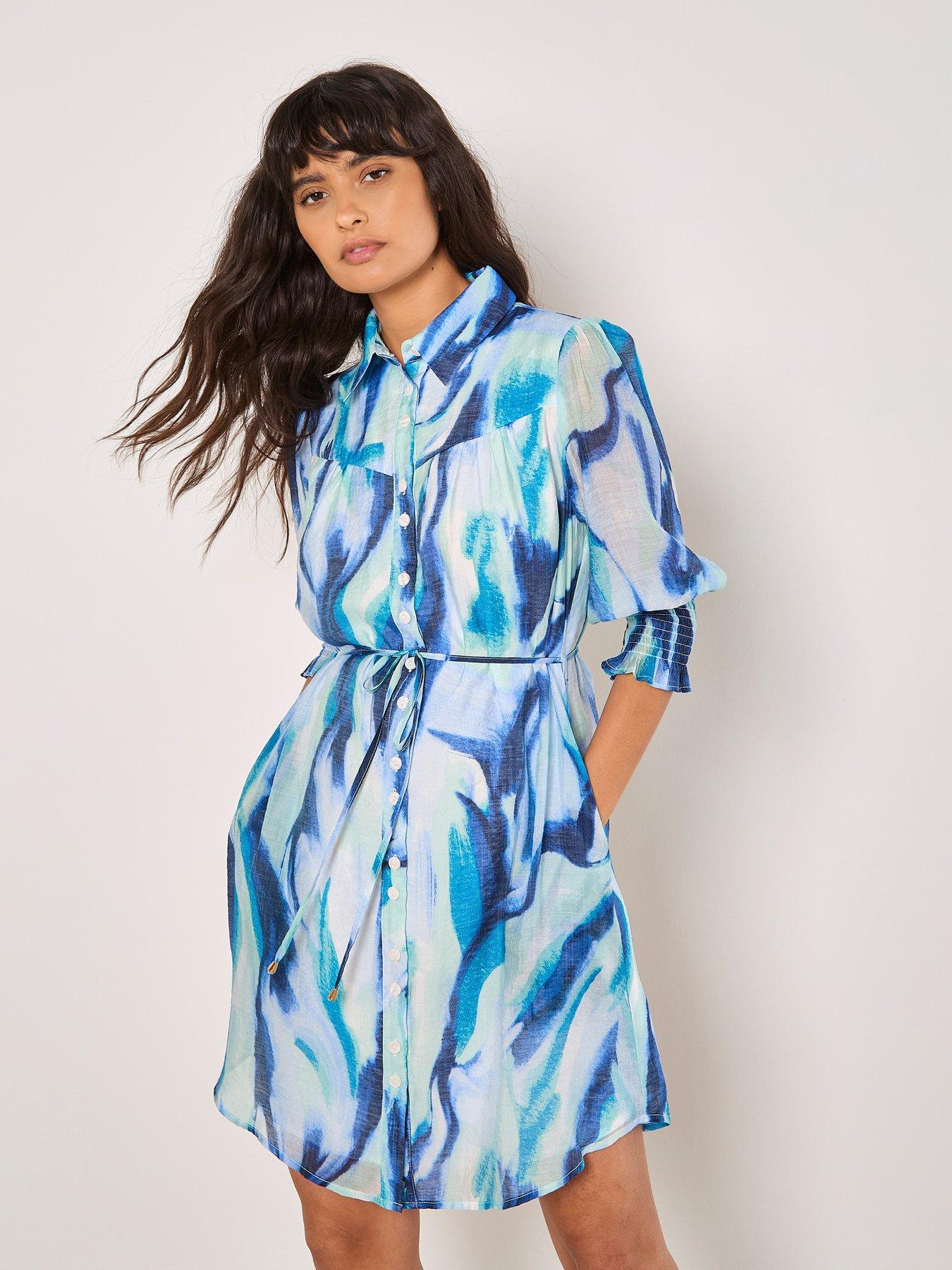 undefined Painterly Swirls Shirt Dress
