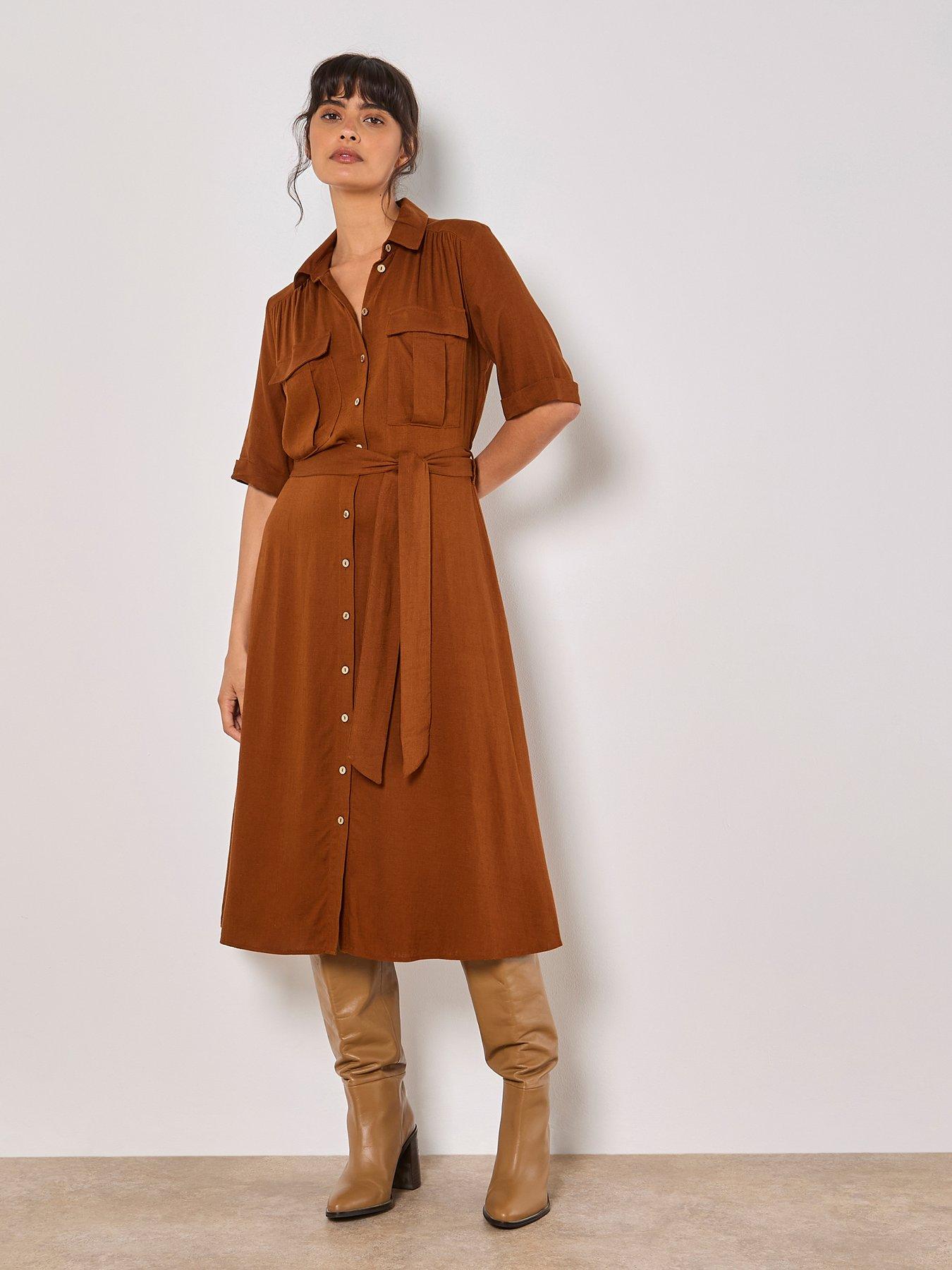 undefined Linen Midi Utility Dress