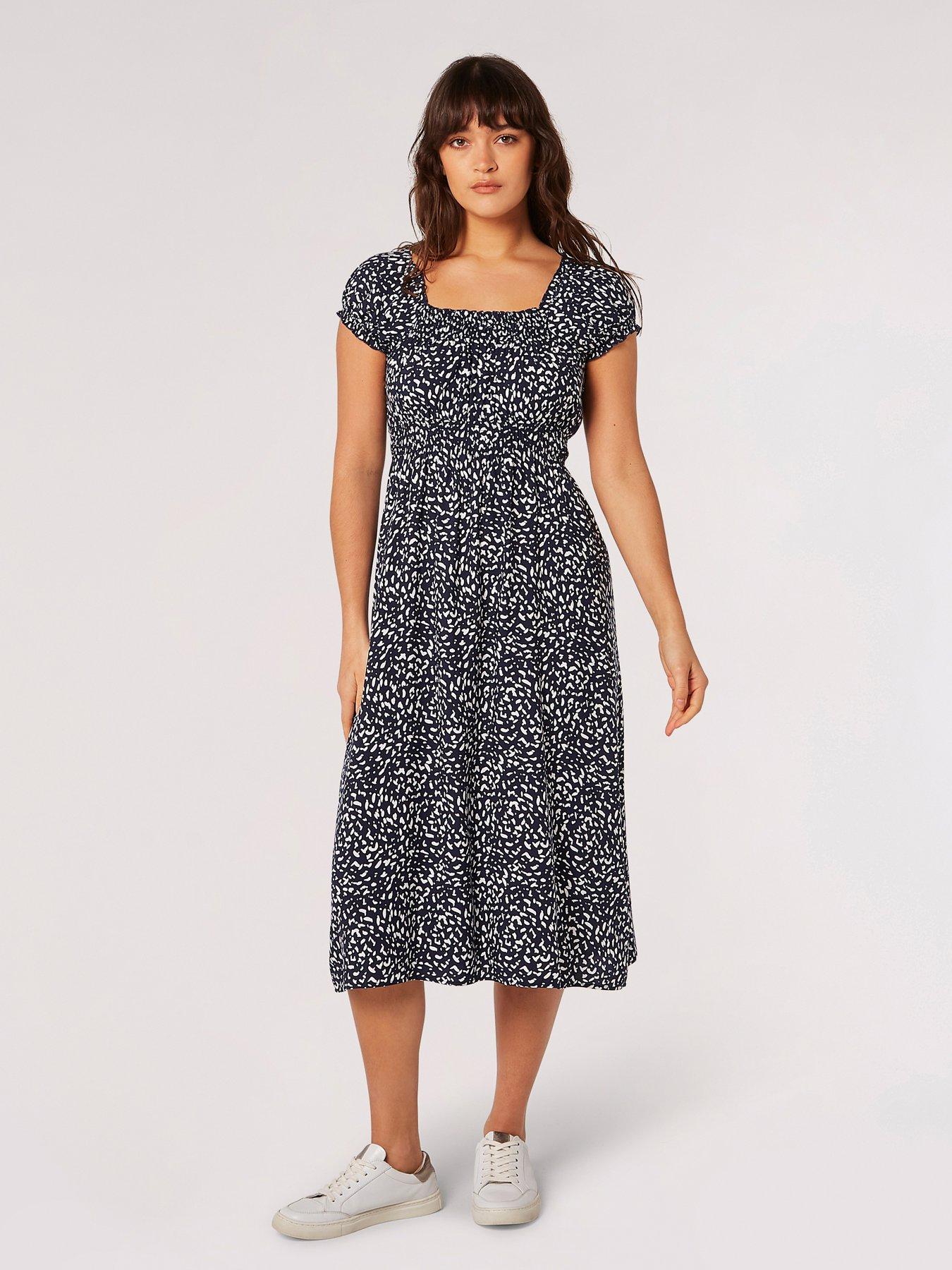 undefined Brush Dot Milkmaid Midi Dress