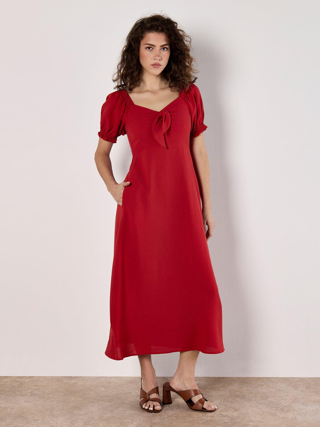 undefined Tie Detail Milkmaid Midaxi Dress