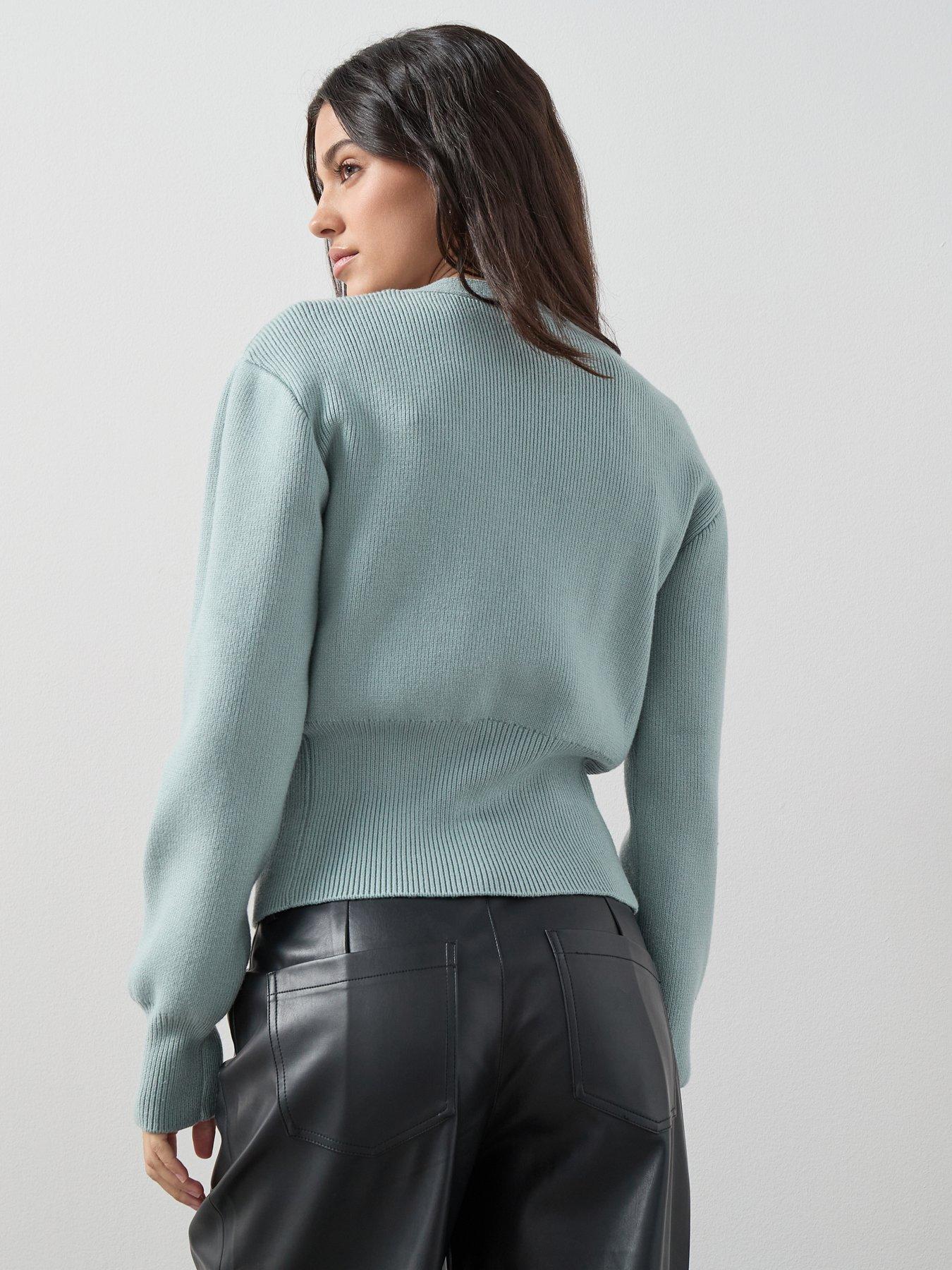 Shrunken V-Neck Cardigan in Dutch Blue