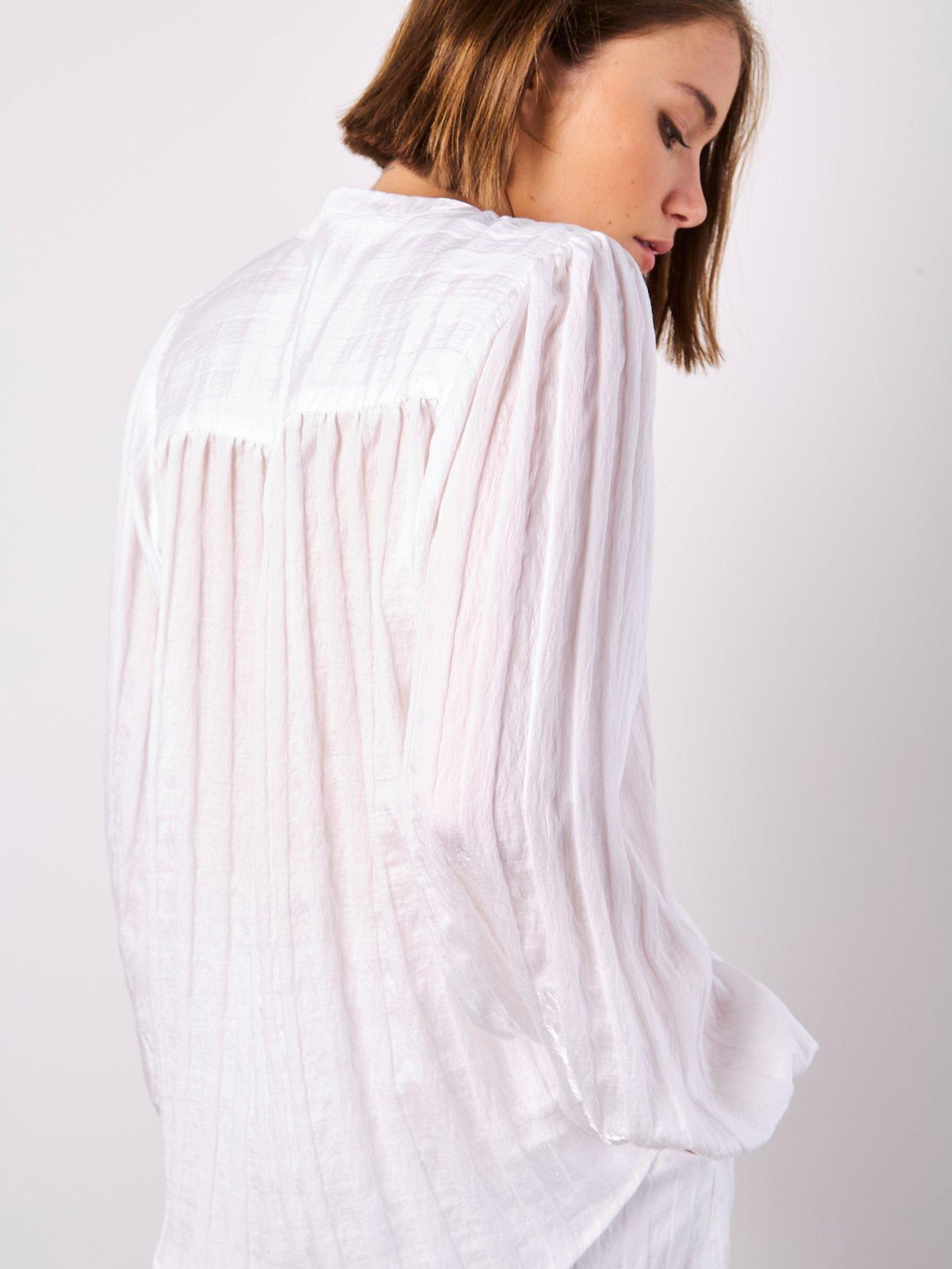  image of apricot-grandad-collar-self-stripe-shirt