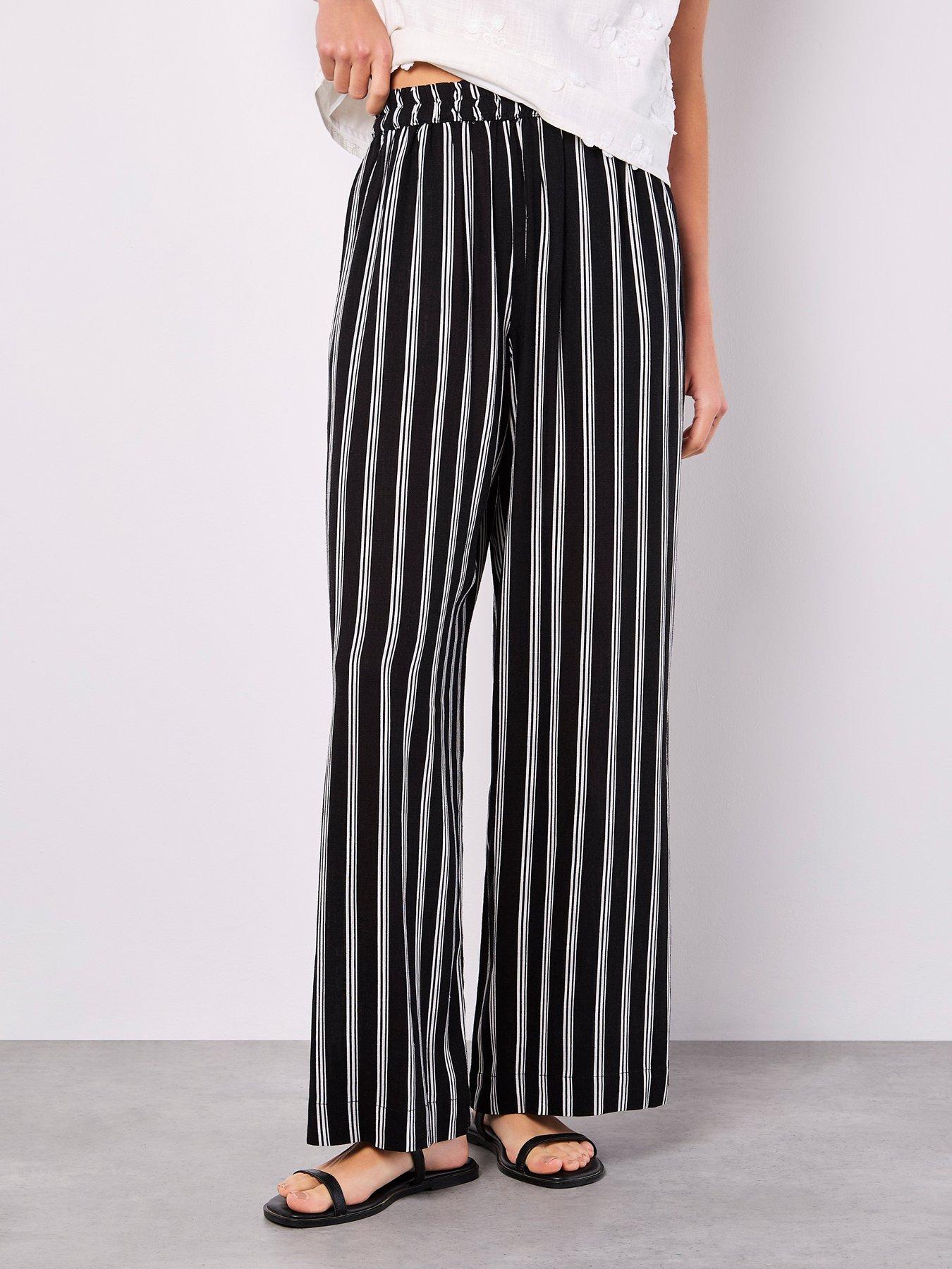 undefined Full Length Stripe Linen Mix Trouser