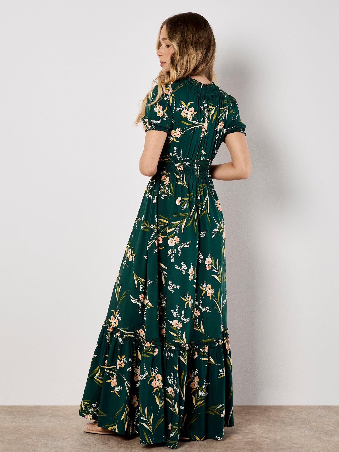 Apricot Watercolor Floral Smock Maxi Dress | Littlewoods