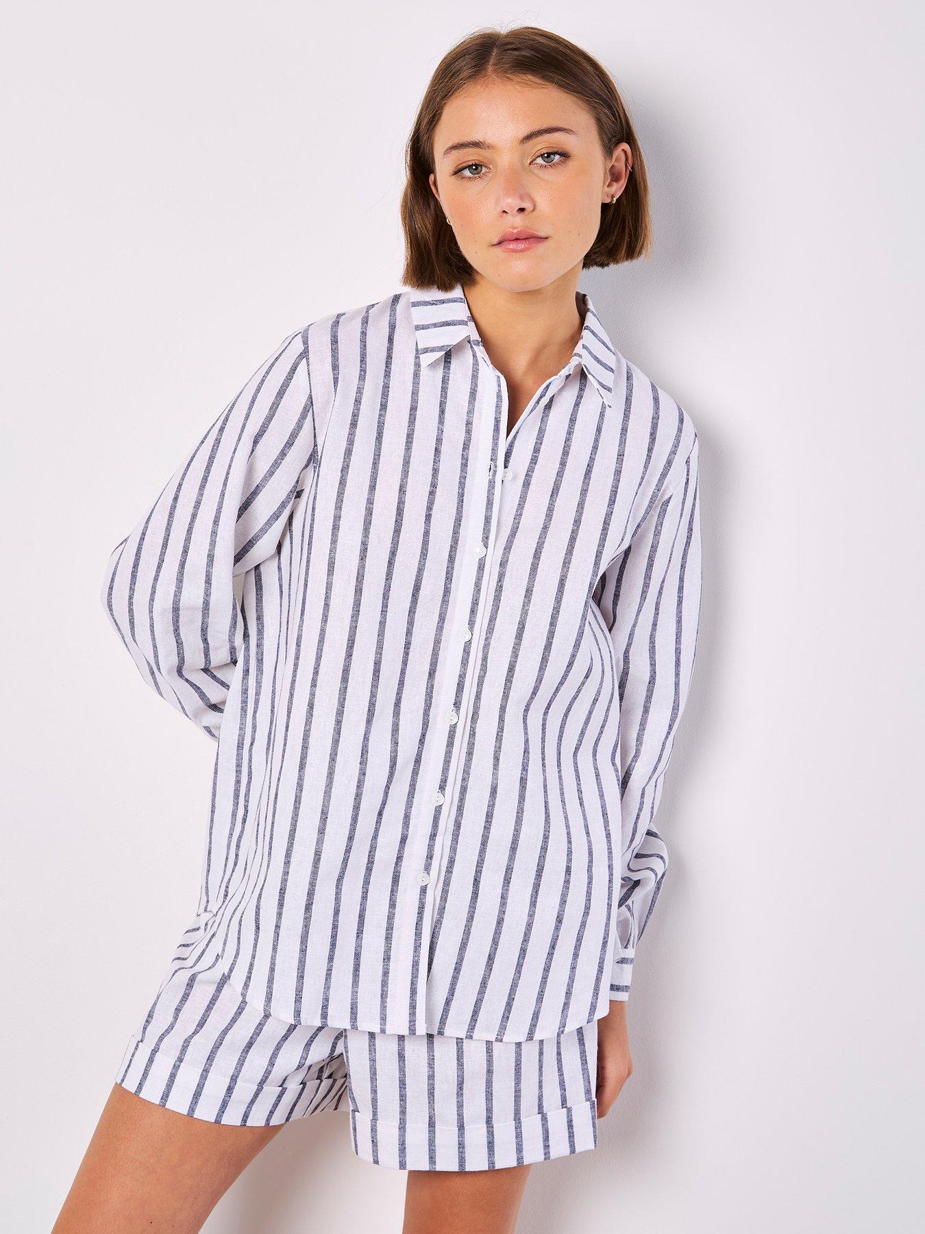  image of apricot-striped-linen-mix-shirt