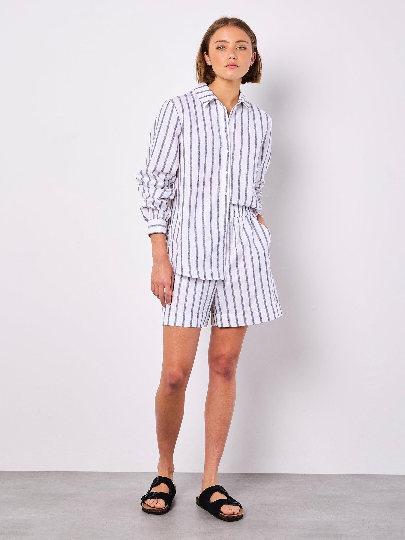  image of apricot-striped-linen-mix-shirt
