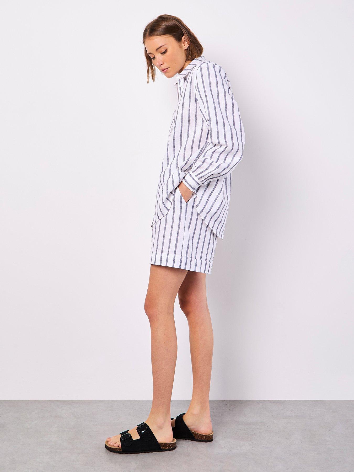  image of apricot-striped-linen-mix-shirt