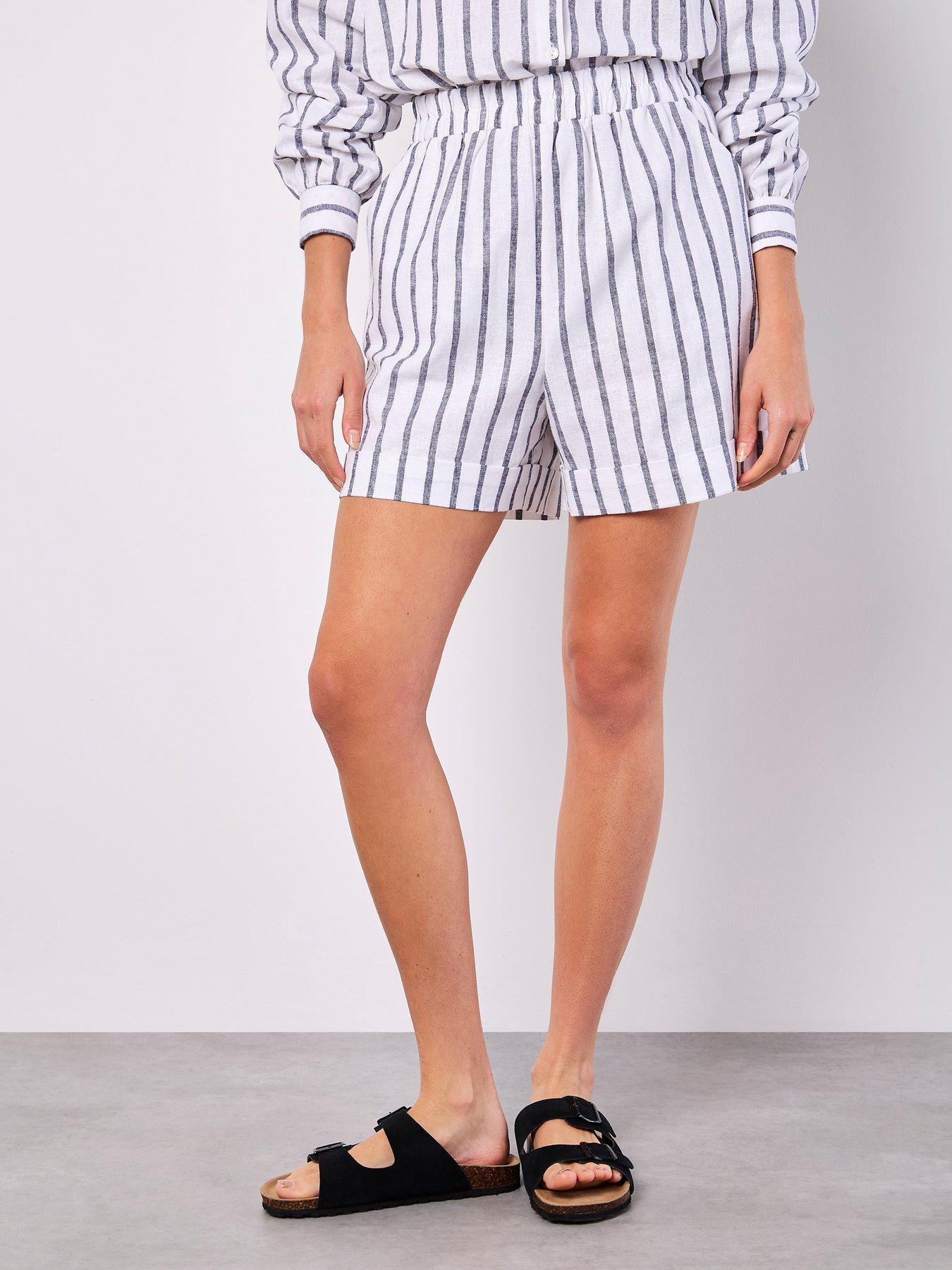 undefined Striped Linen Mix Shorts