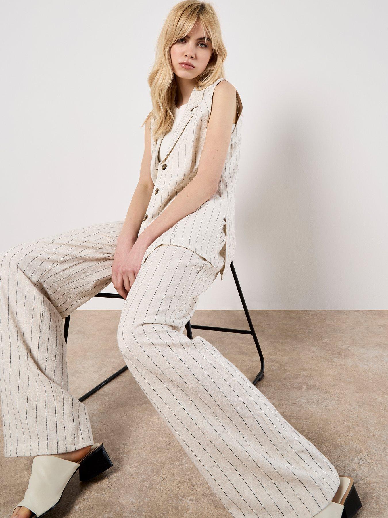  image of apricot-soft-pinstripe-trouser-cream