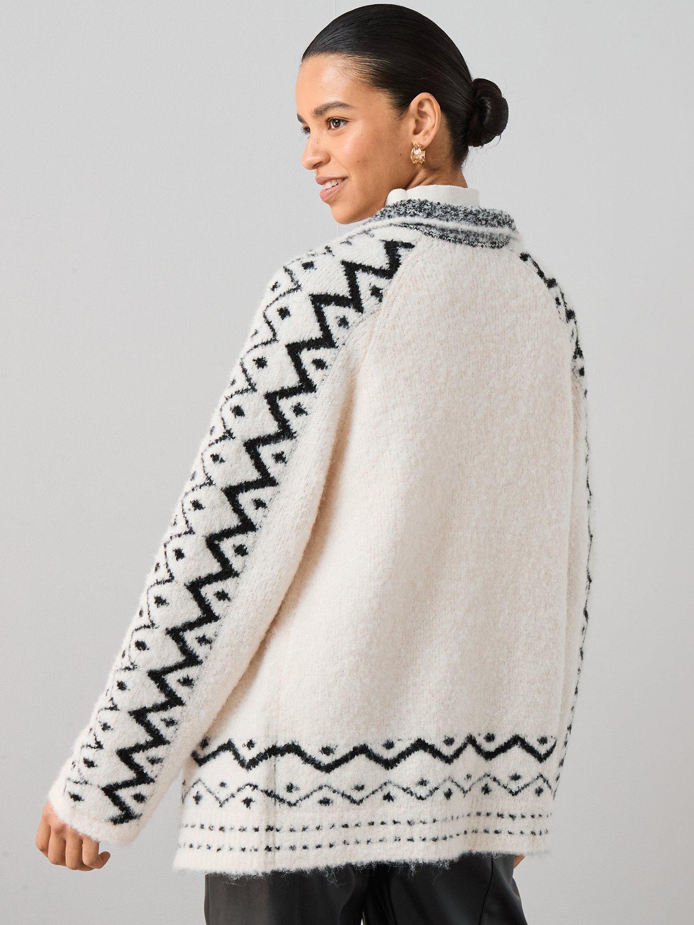 Image 2 of 6 of The Very Collection Collared Boucle Jacquard Cardigan With Wool - Mono