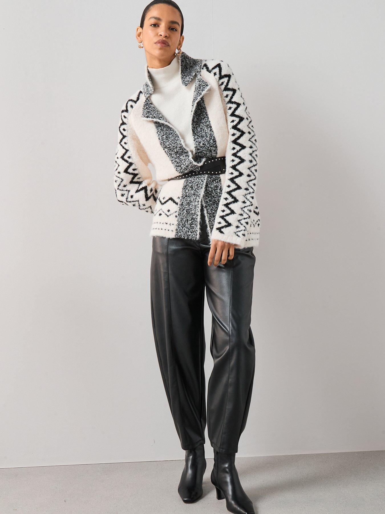 Image 5 of 6 of The Very Collection Collared Boucle Jacquard Cardigan With Wool - Mono