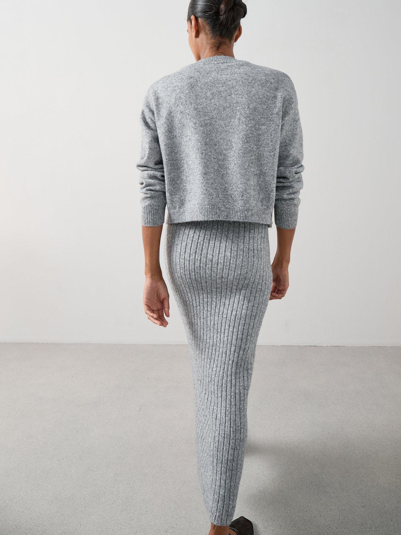 Image 2 of 6 of The Very Collection Timeless Yarn 2 In 1 Cardigan Overlay Dress - Grey