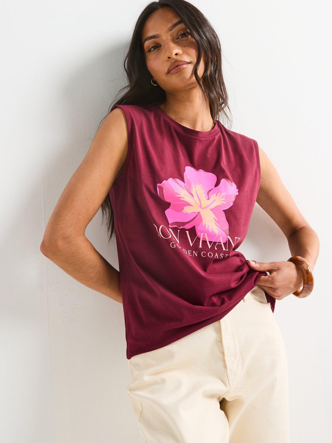  image of v-by-very-golden-coast-t-shirt-purple