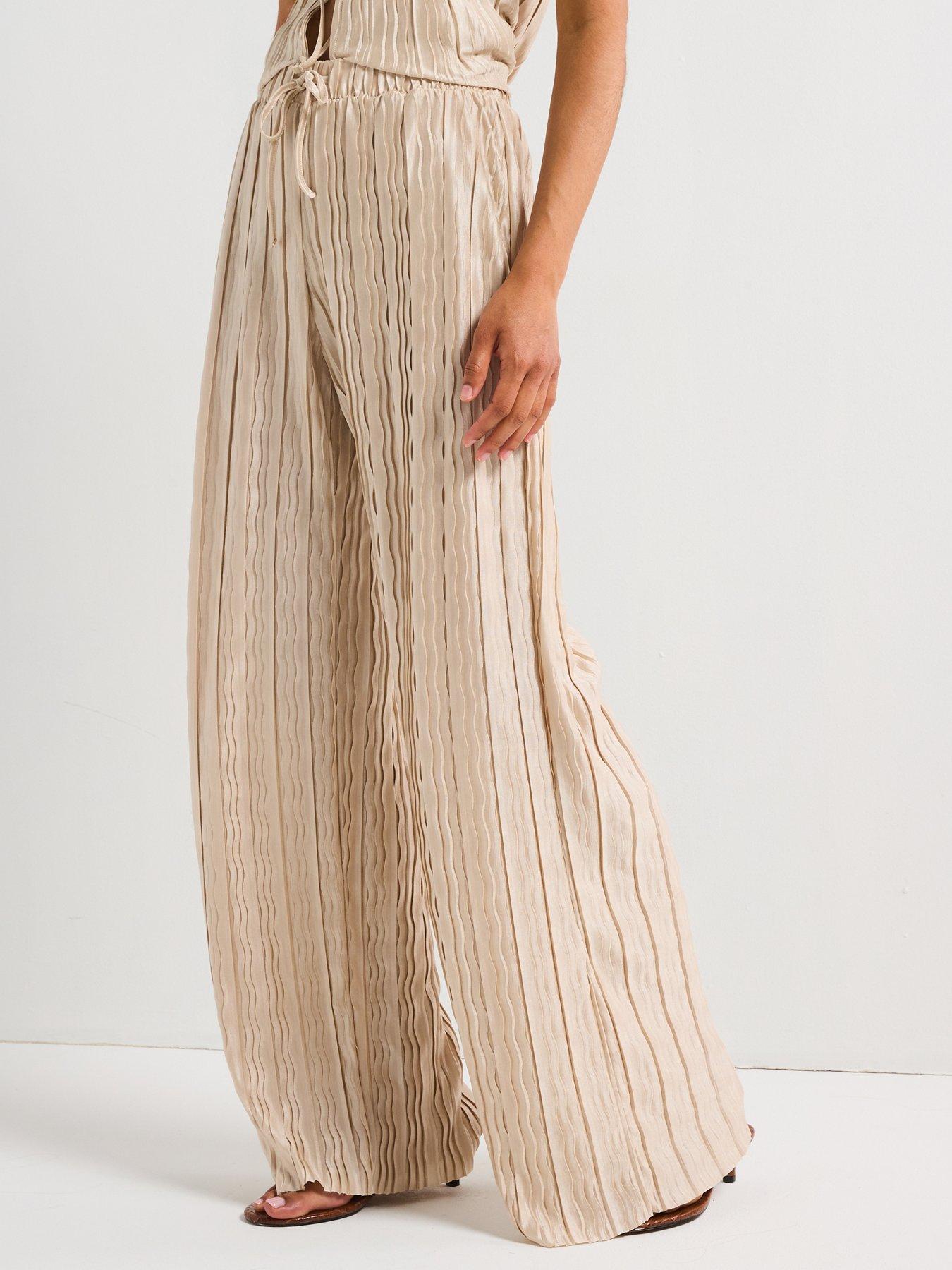 V by Very Textured Wide Leg Trouser Co-Ord - Nude