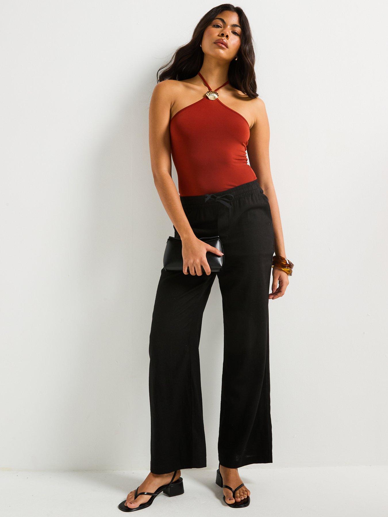  image of v-by-very-shell-detail-halter-neck-top-orange