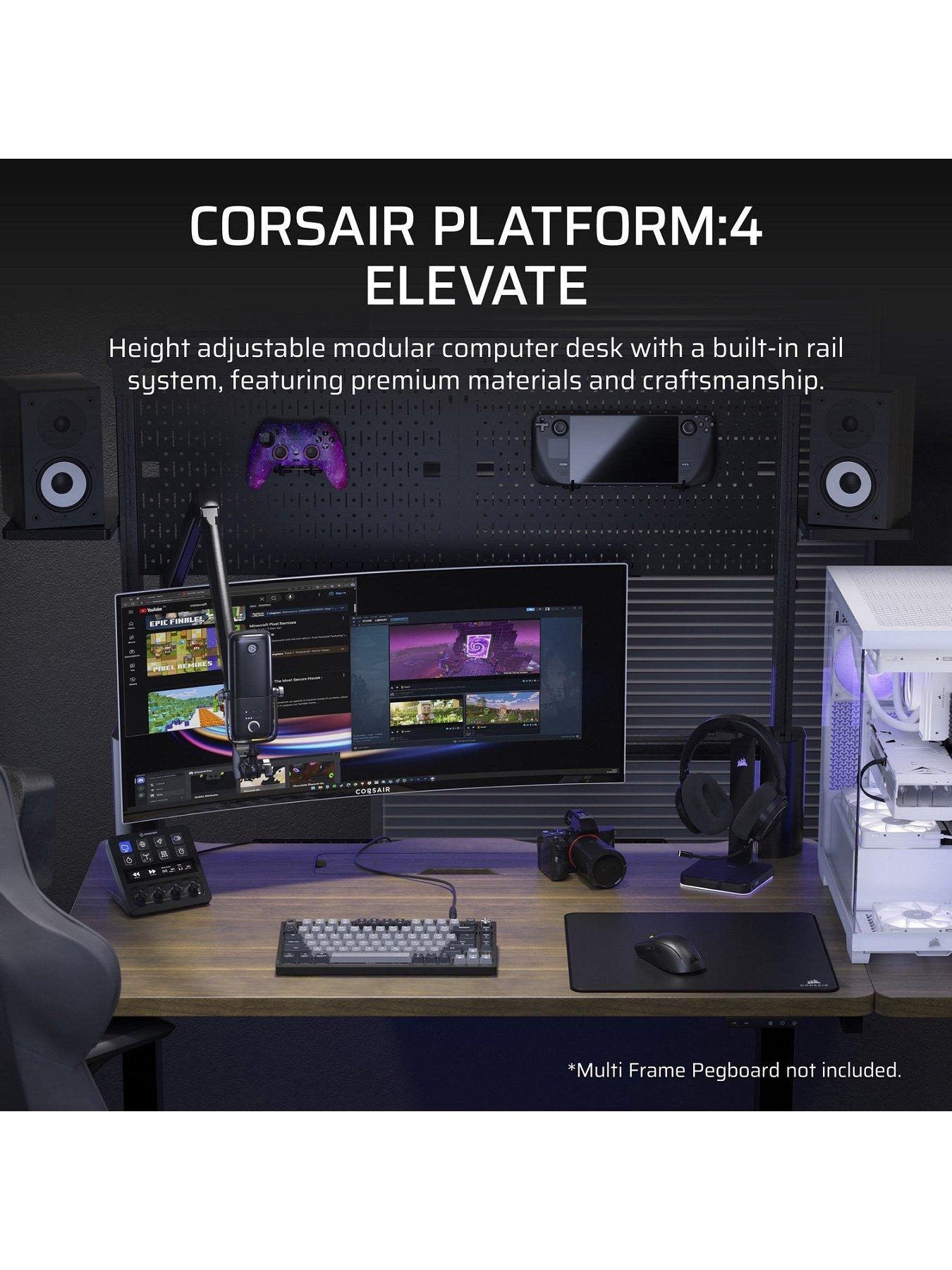 undefined Platform:4 Elevate Adjustable-Height Desk Electric Motors Monitor Arm Black