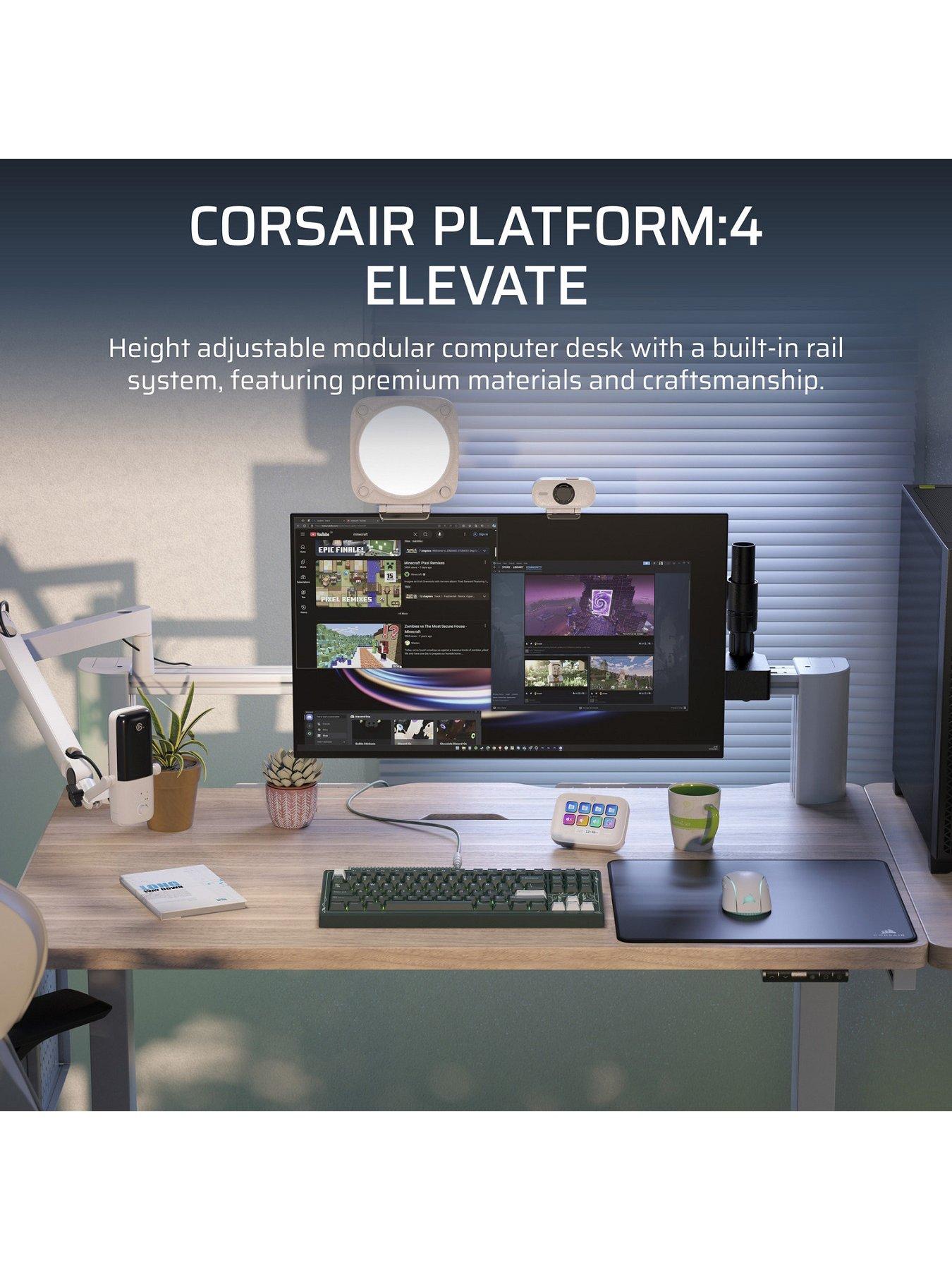 undefined Platform:4 Elevate Adjustable-Height Desk Electric Motors Monitor Arm Black