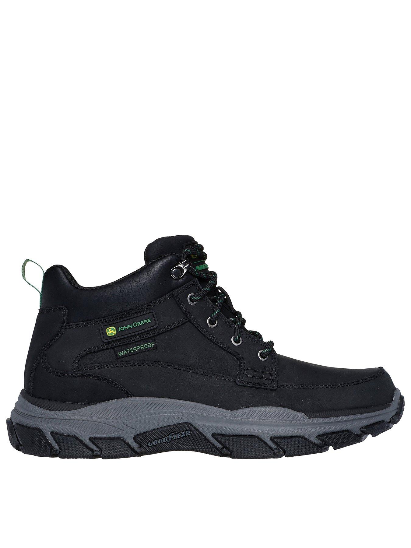 Image 1 of 5 of Skechers Respected John Deere Waterproof Mid Top Leather Lace Up Boots- Black