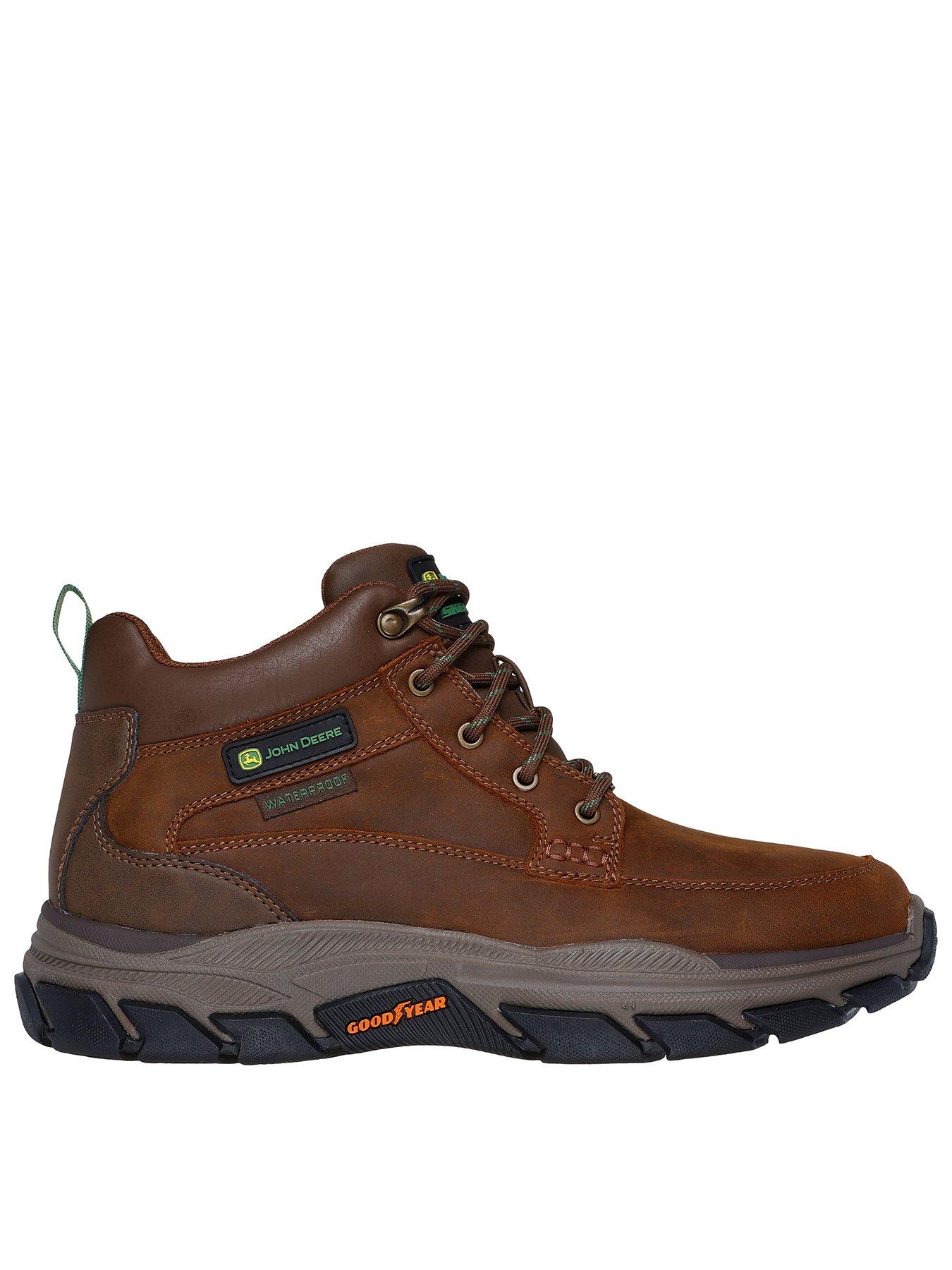 Skechers Respected John Deere Waterproof Mid Top Leather Lace Up Boots- Brown