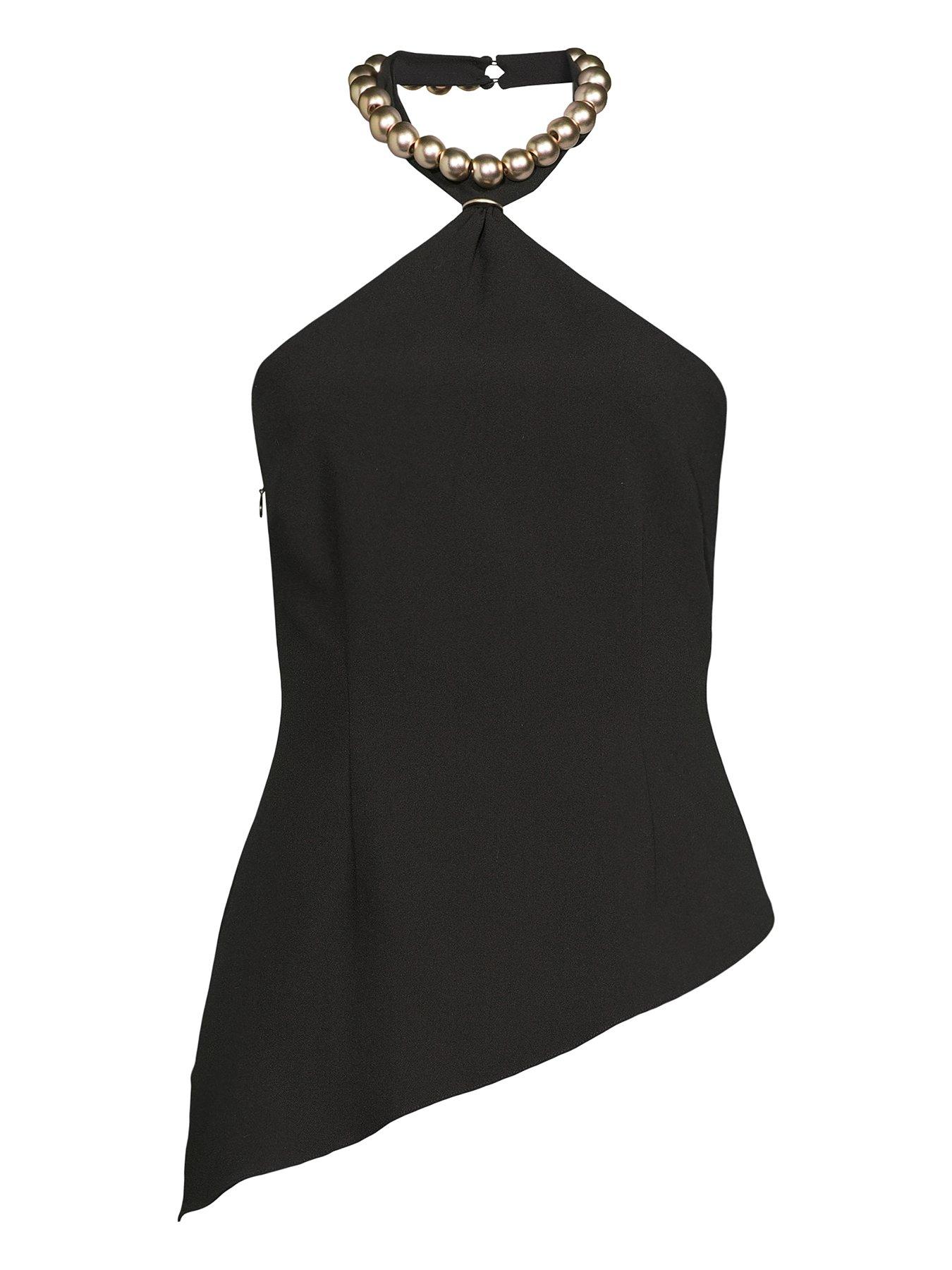  image of michelle-keegan-necklace-halter-top-black