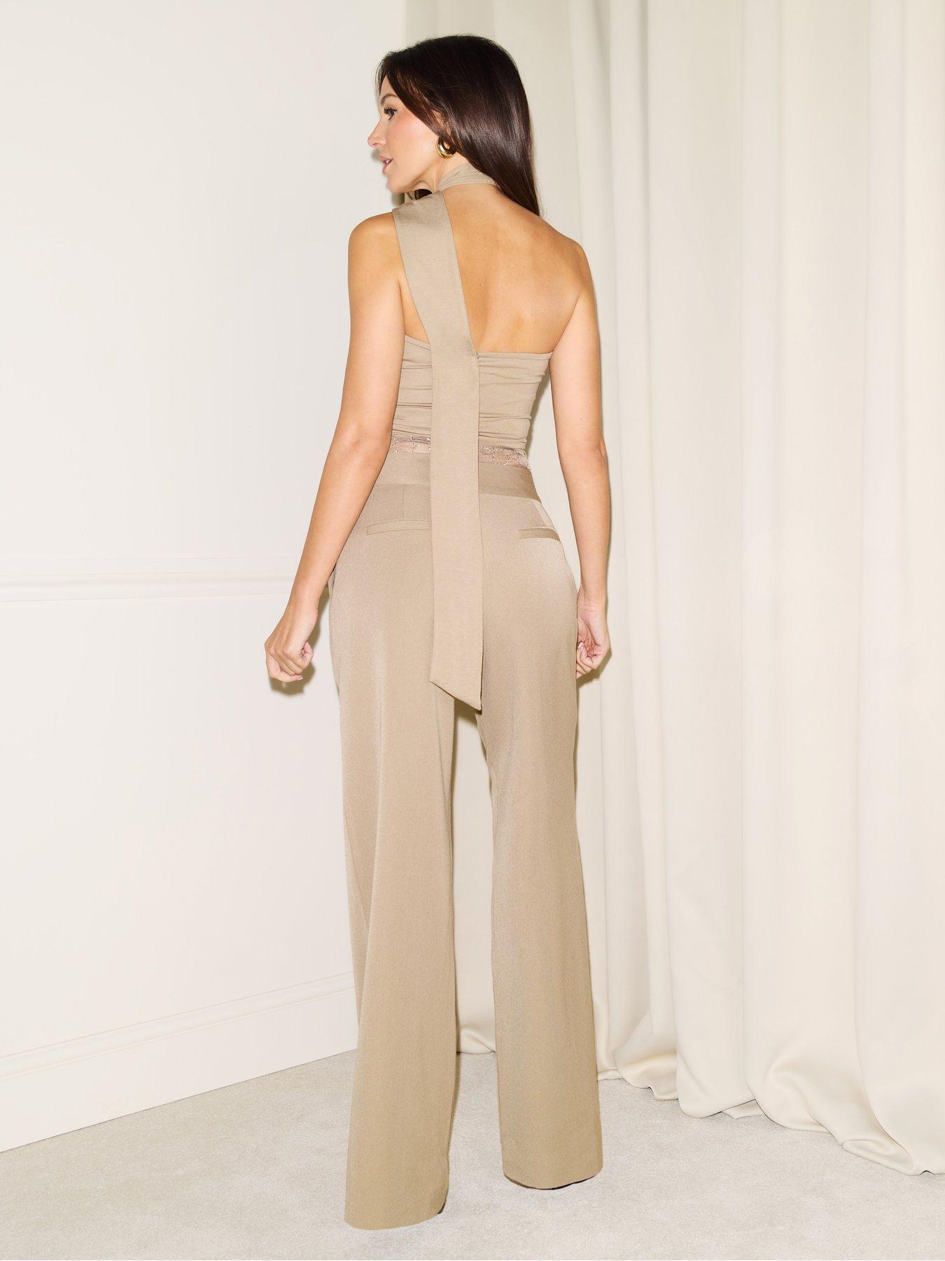  image of michelle-keegan-embellished-waist-trousers-brown