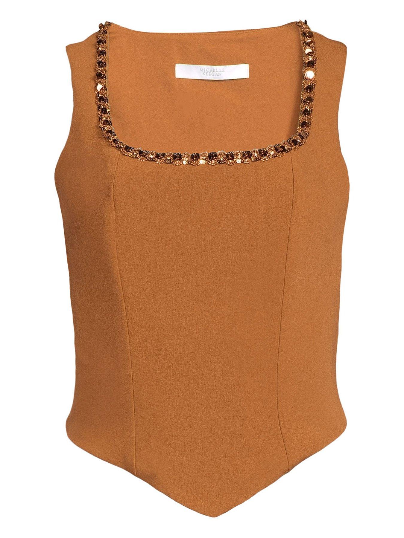 Image 5 of 5 of Michelle Keegan Embellished Corset Top - Brown