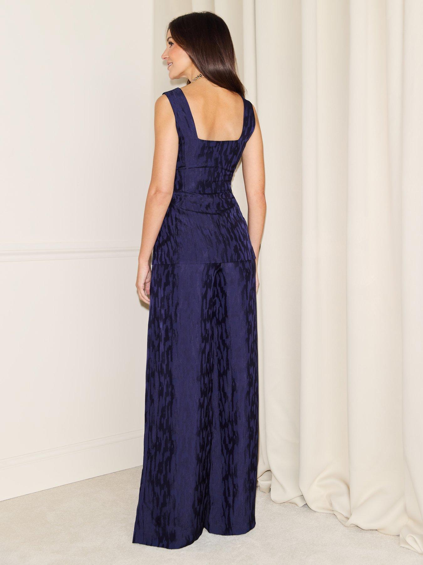  image of michelle-keegan-high-waisted-wide-leg-trousers-navy