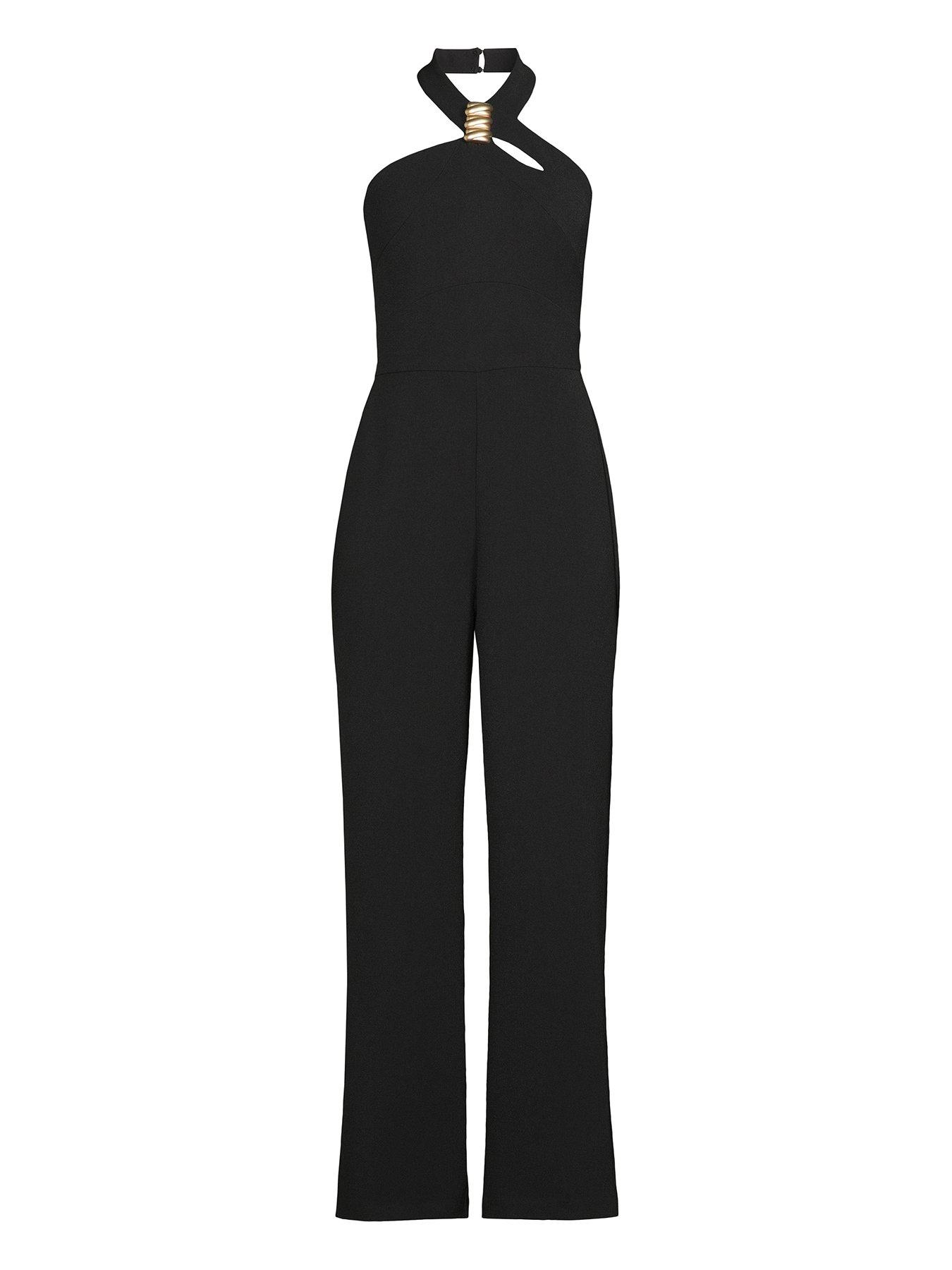  image of michelle-keegan-statement-hardwear-jumpsuit-black