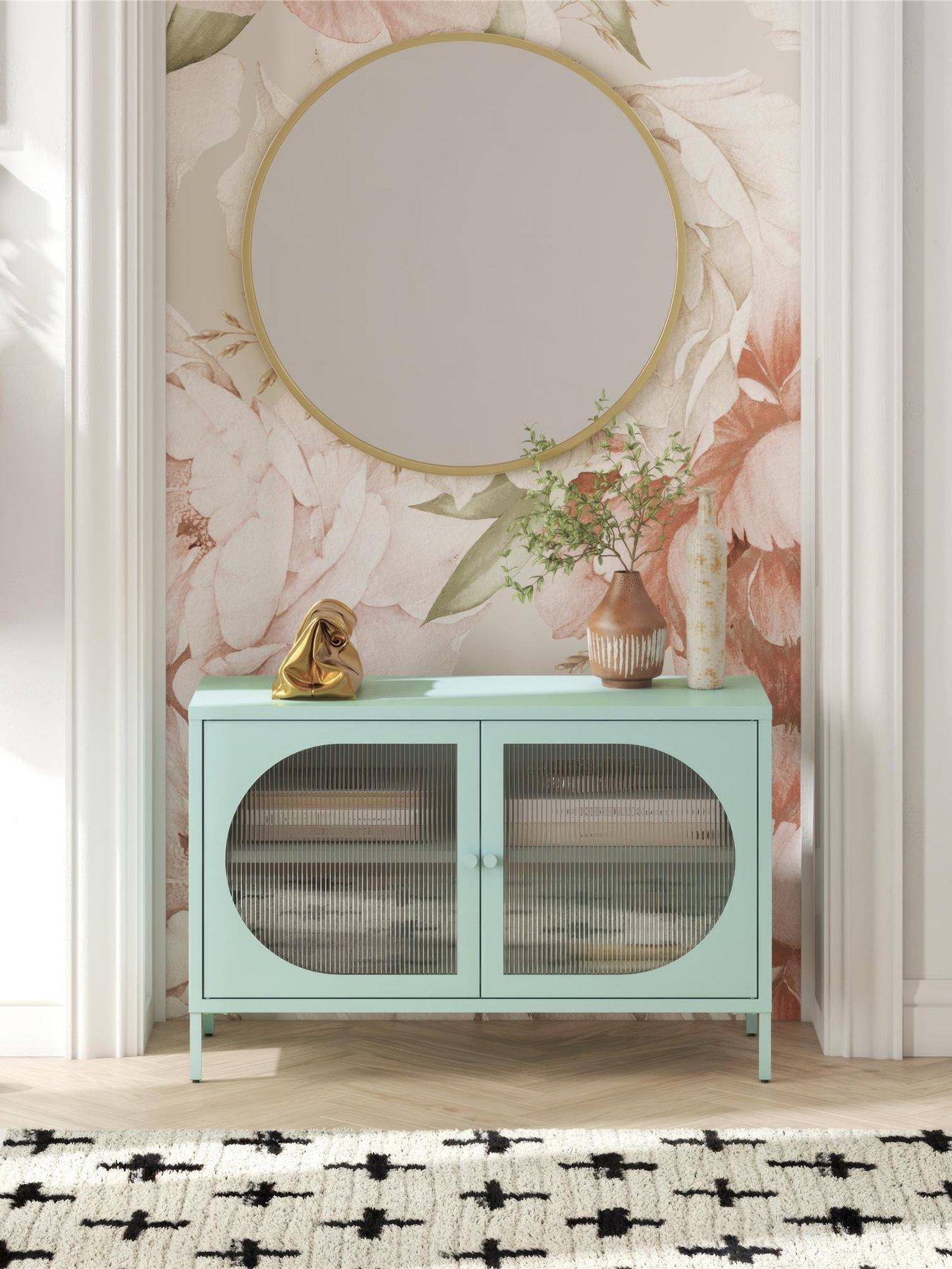 front image of cosmoliving-by-cosmopolitan-luna-glass-door-accent-sideboard-cabinet-sky-blue