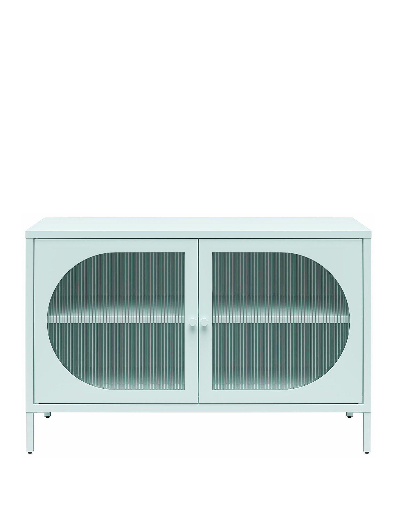 stillFront image of cosmoliving-by-cosmopolitan-luna-glass-door-accent-sideboard-cabinet-sky-blue