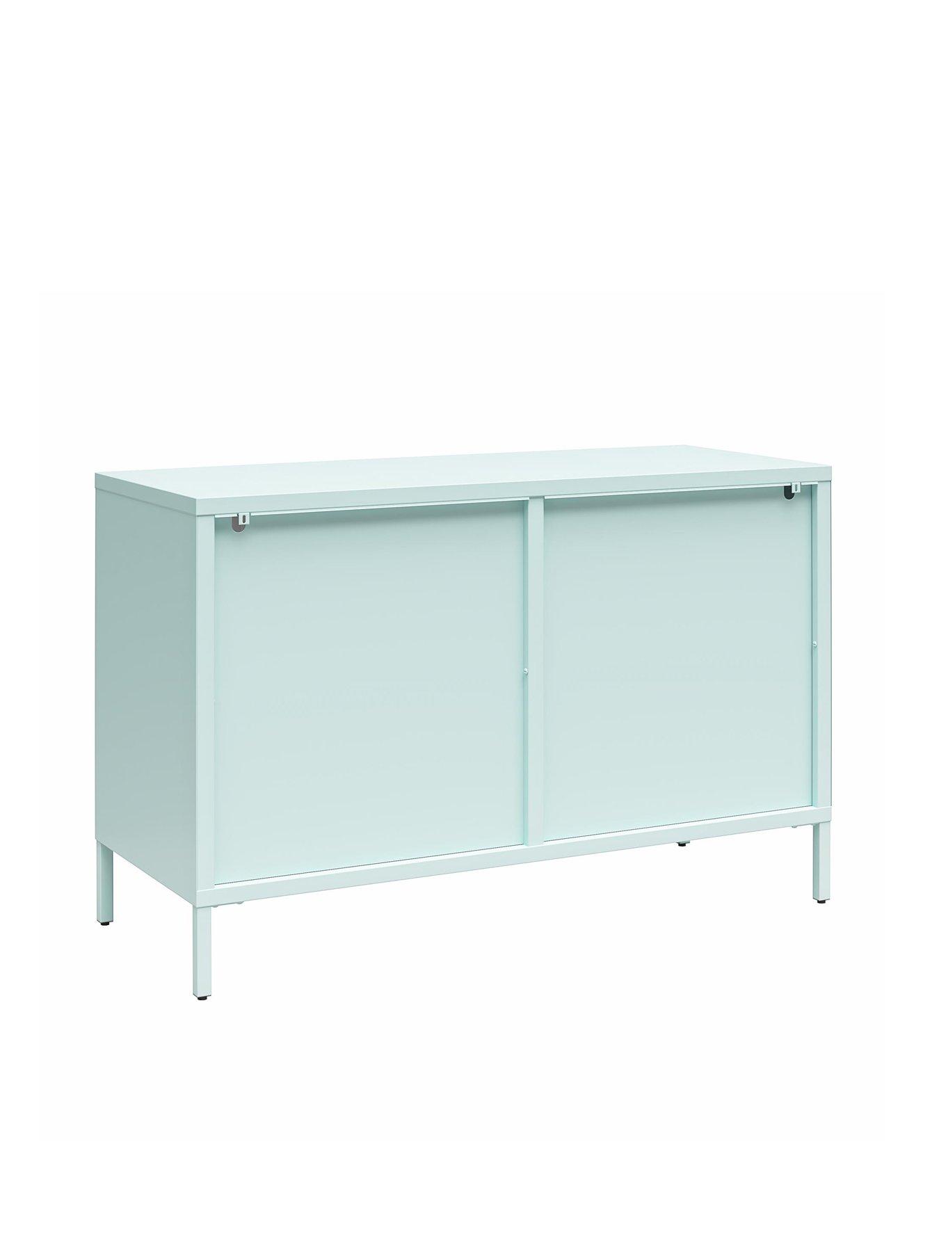  image of cosmoliving-by-cosmopolitan-luna-glass-door-accent-sideboard-cabinet-sky-blue
