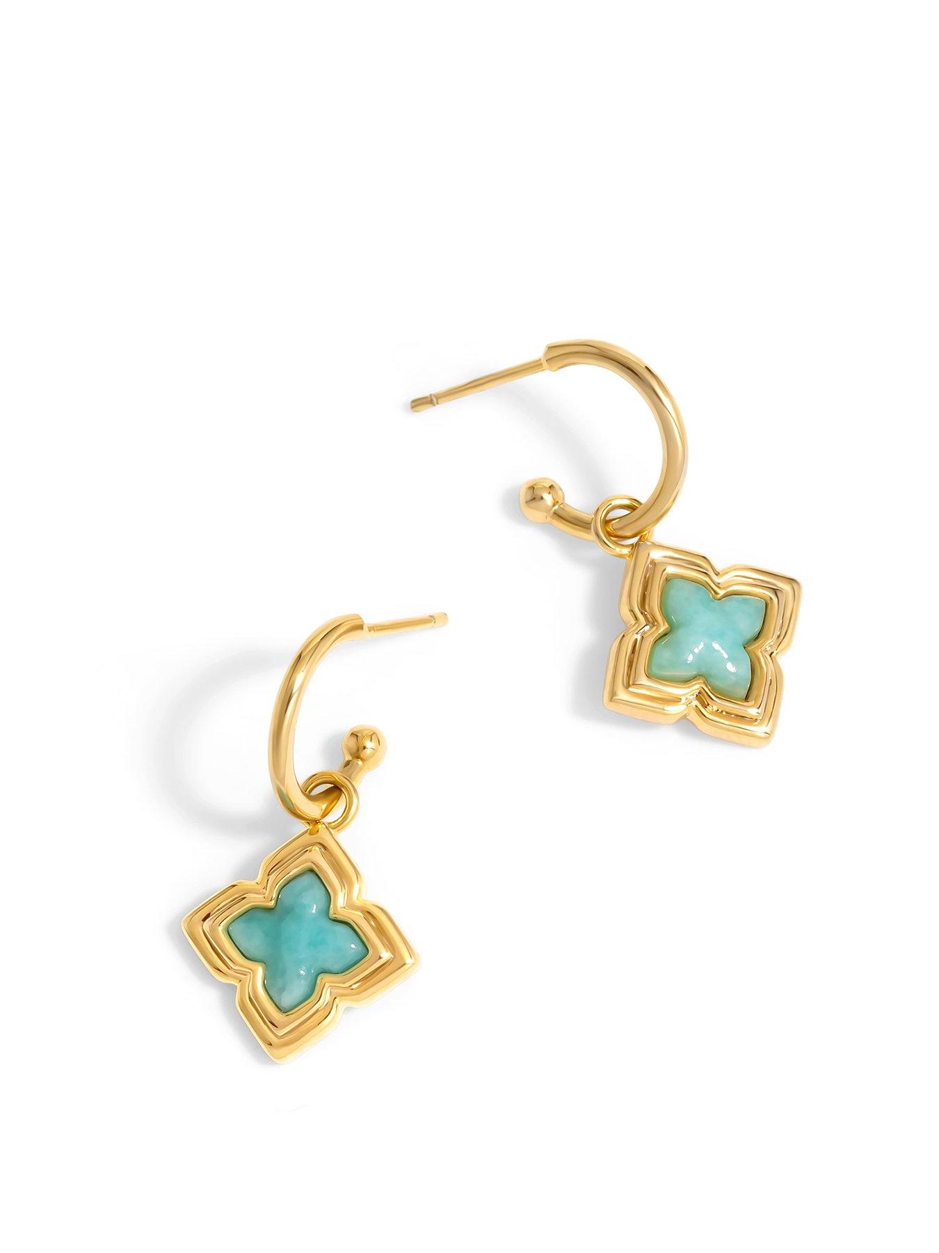 undefined Gold Plated Aquamarine Earrings - Gift Pouch