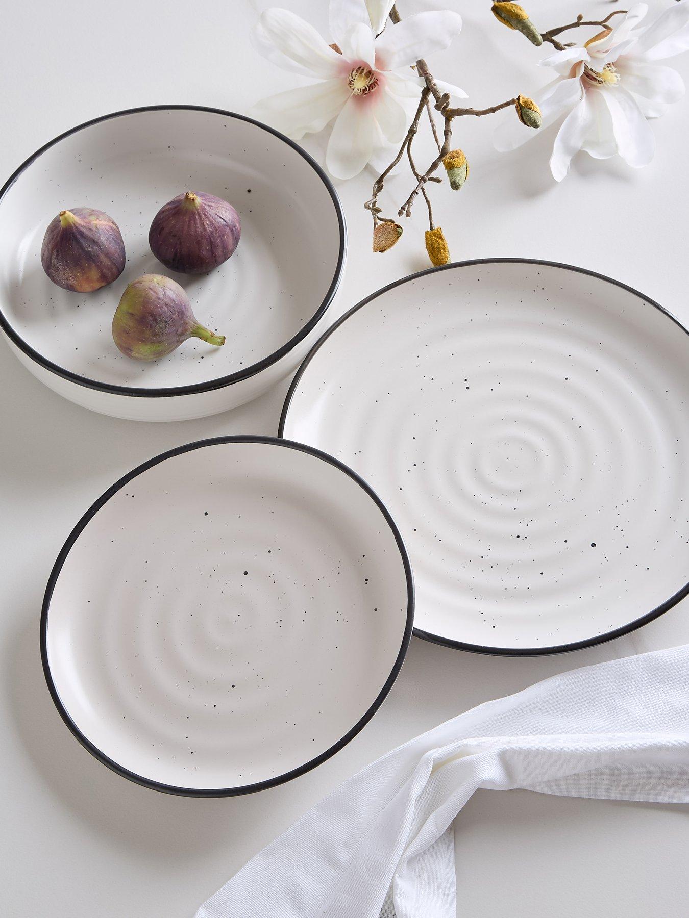WATERSIDE Black Speckle 12-Piece Dinner Set
