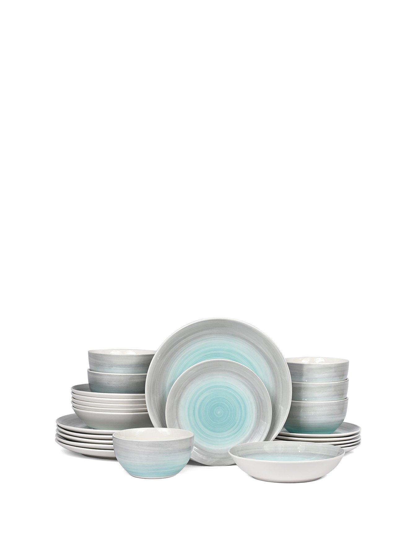 undefined Spinwash 24-Piece Blue and Grey Dinner Set