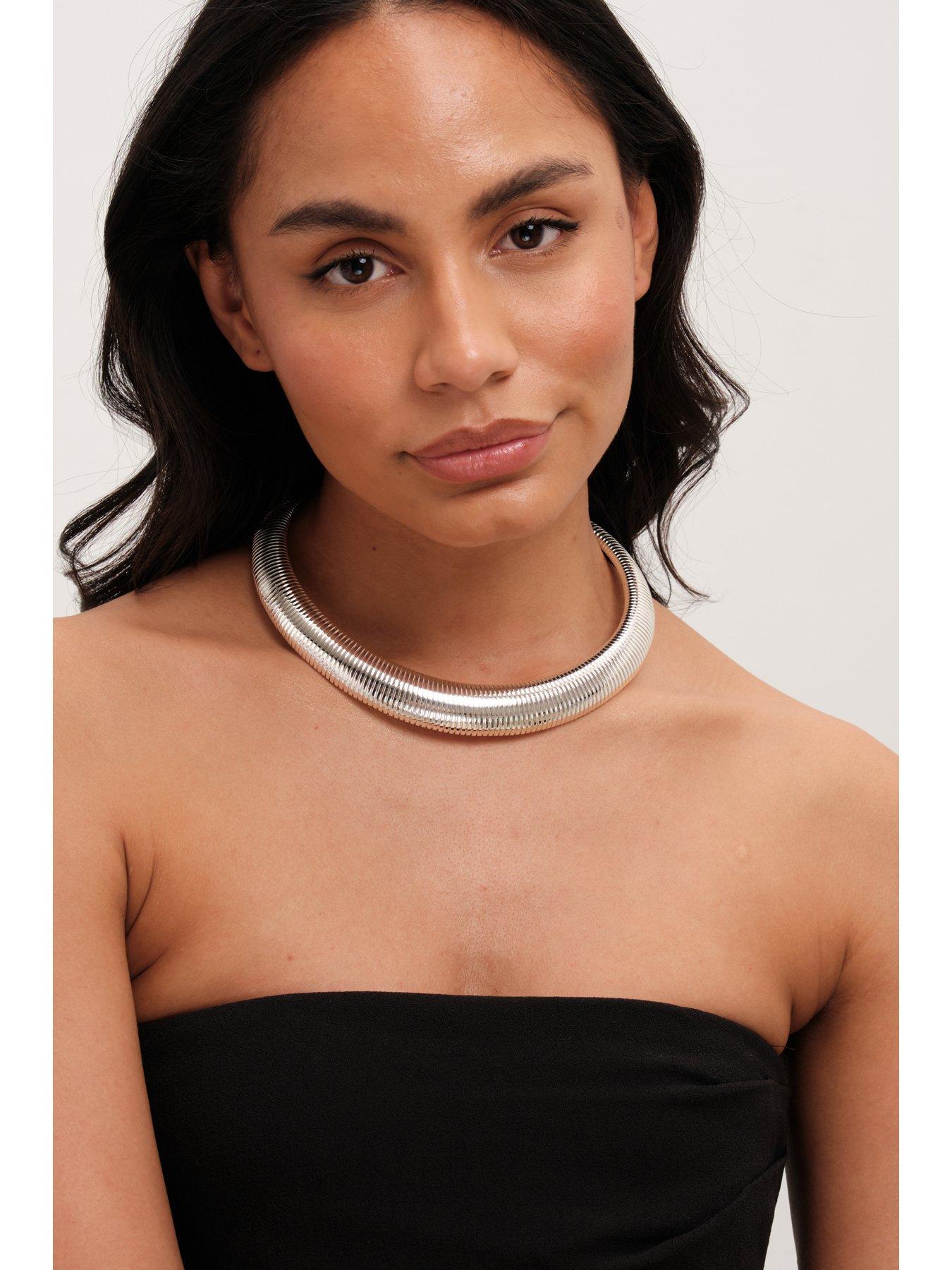  image of jon-richard-silver-plated-statement-omega-necklace