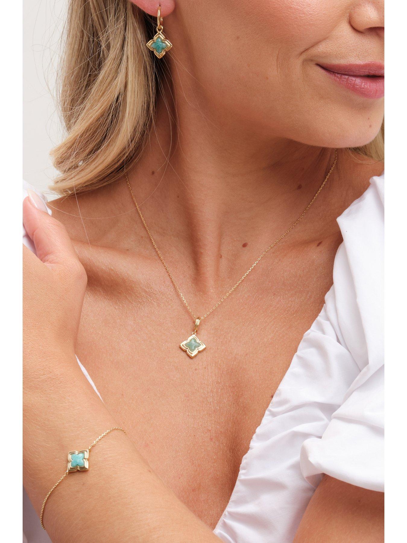  image of inicio-gold-plated-aquamarine-bracelet-gift-pouch