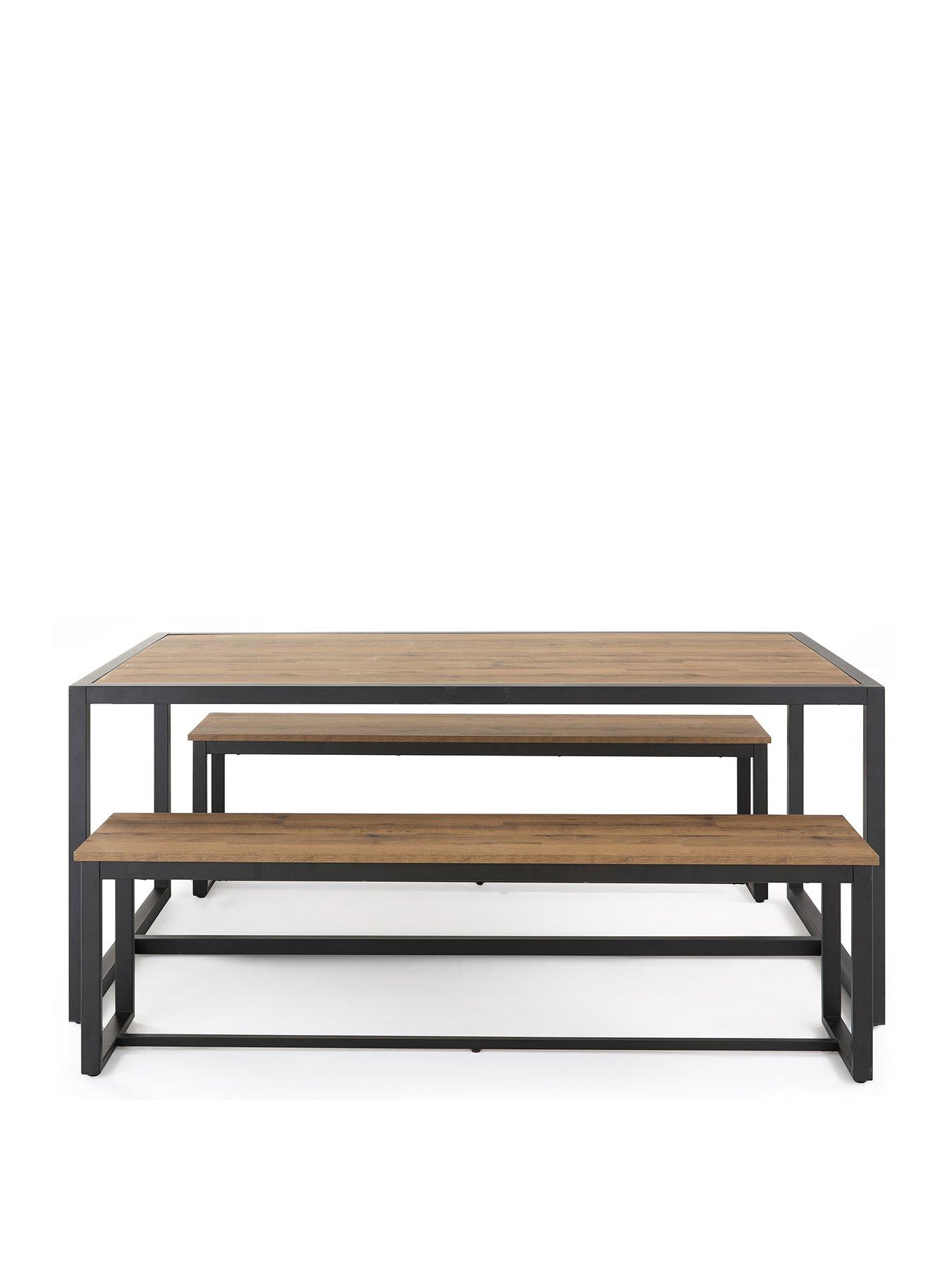  image of very-home-harlem-mid-oak-dining-table-amp-2-benches-fsc-certified